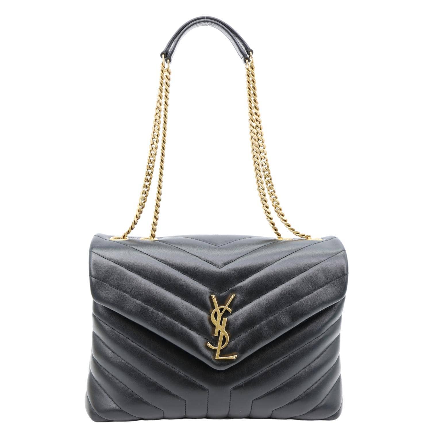 YSL Saint Laurent Yves Loulou Shoulder Bag Leather Matelasse Black