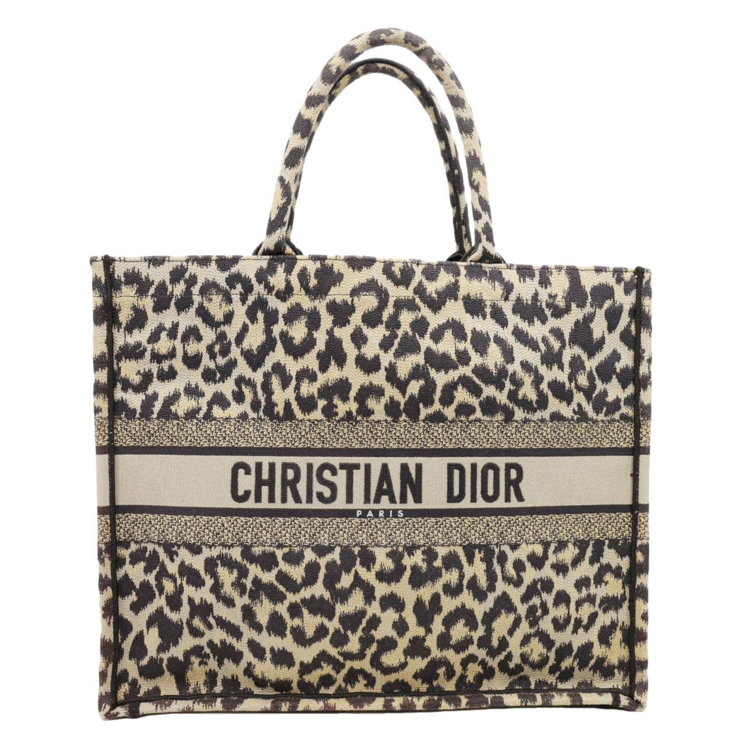 Dior Book Leopard Mizza Embroidered Tote Bag Beige