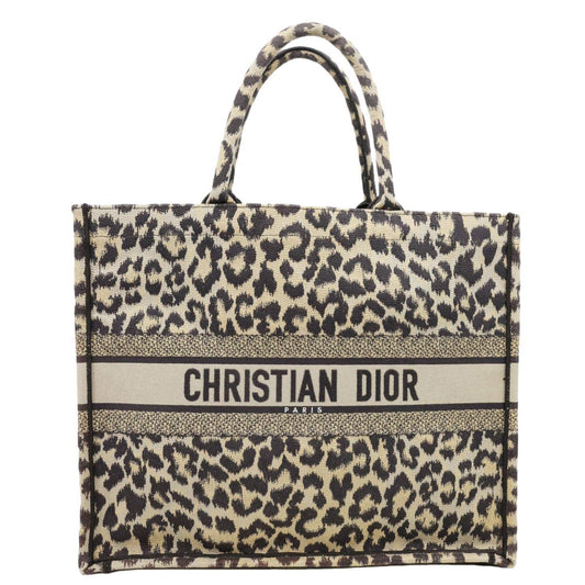 Dior Book Leopard Mizza Embroidered Tote Bag Beige