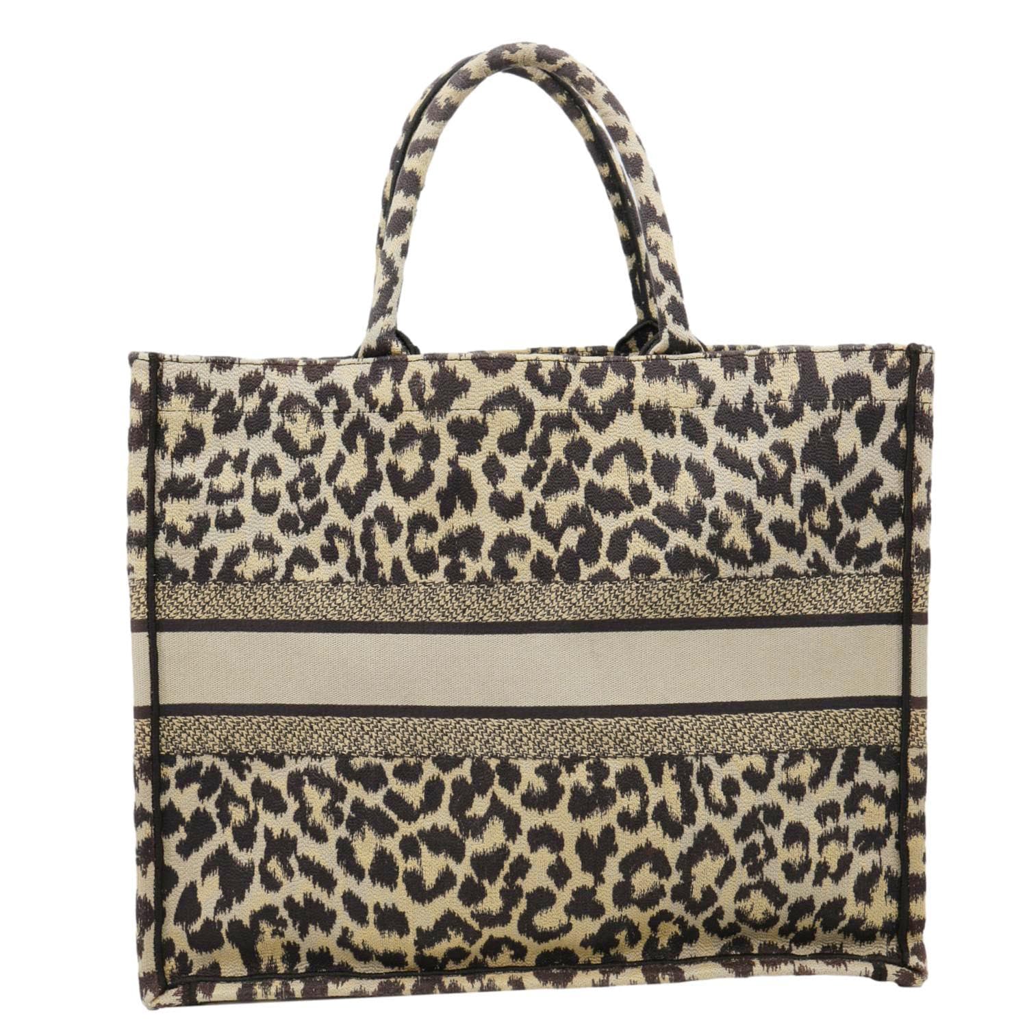 Dior Book Leopard Mizza Embroidered Tote Bag Beige