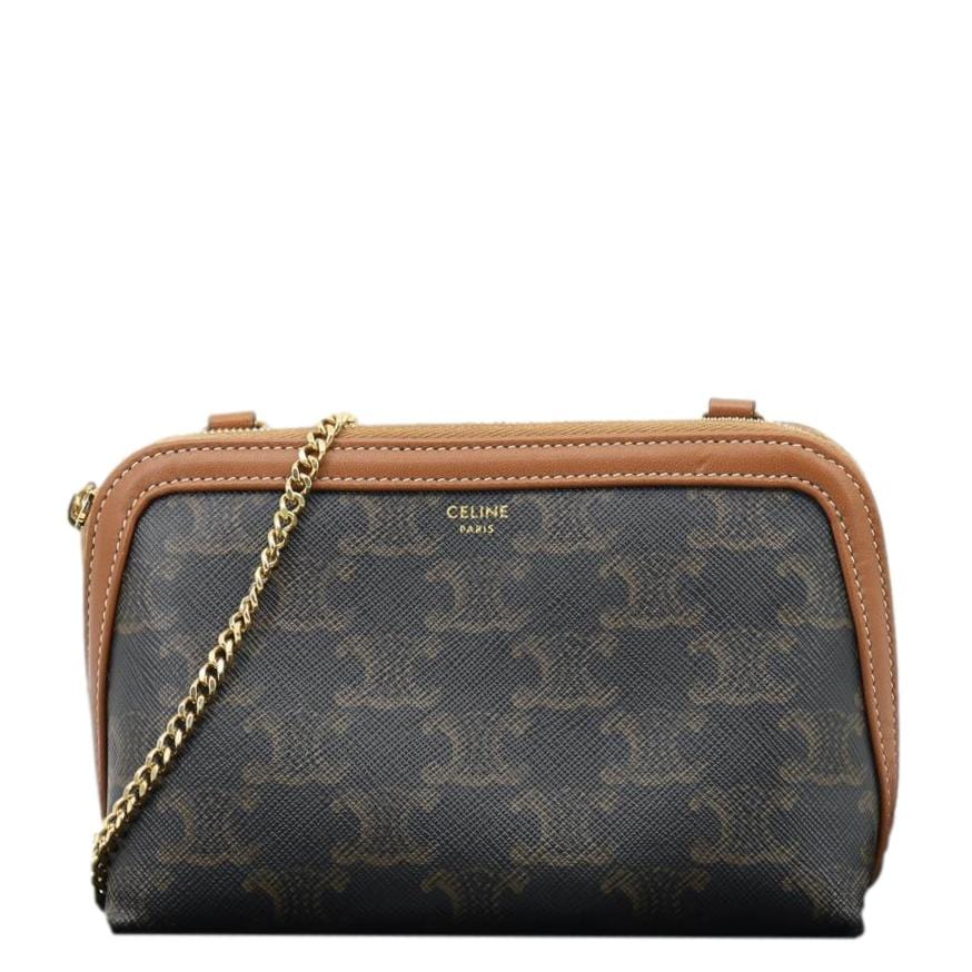 Triomphe Clutch On Handbag Canvas Brown Clutch Bag