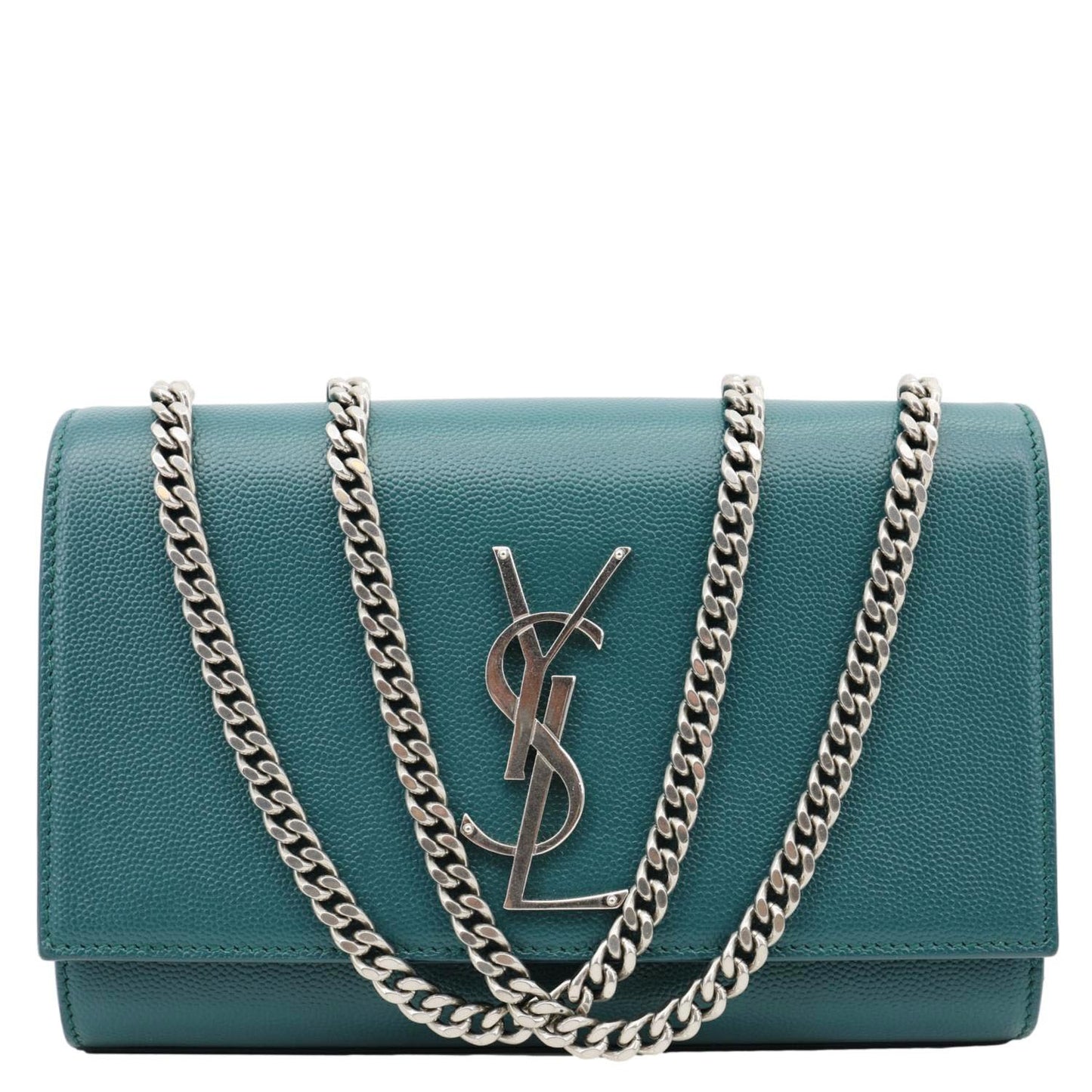 YSL Saint Laurent Yves Kate Wallet On Crossbody Bag Emerald Leather Chain