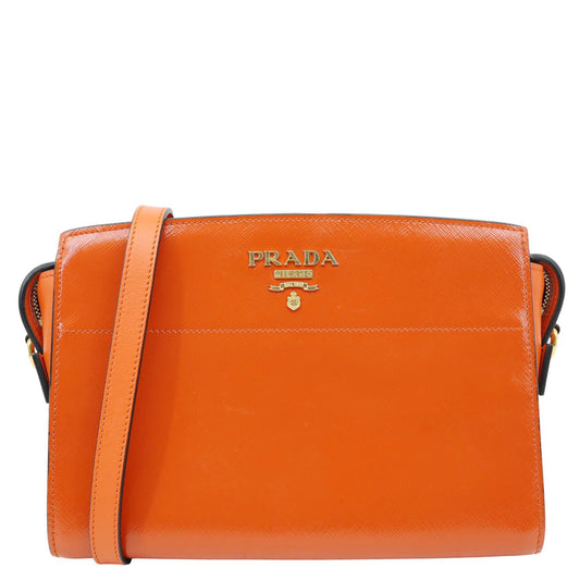 Crossbody Bag Esplanade Vernice Leather Saffiano Orange Shoulder Bag