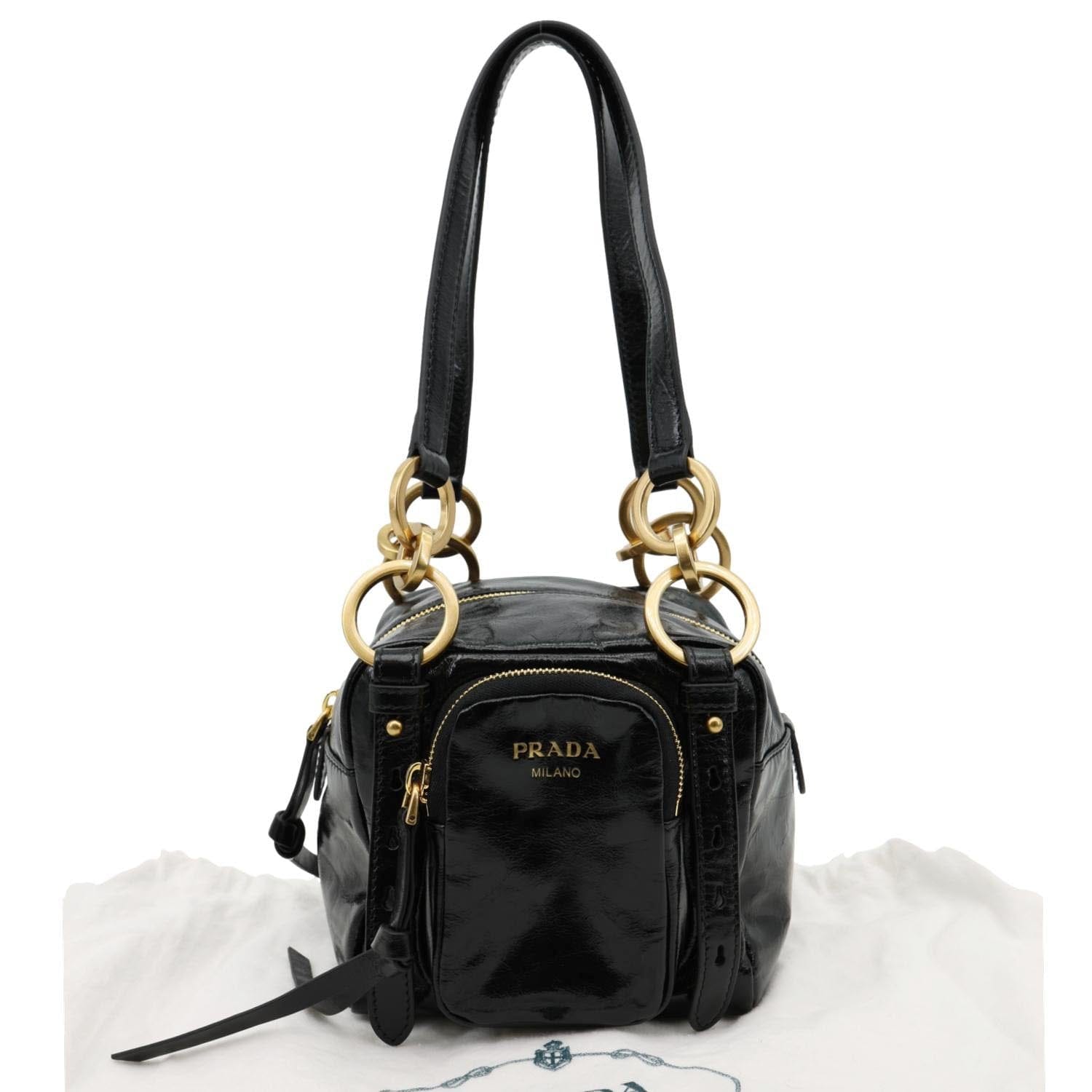 Dangle Calfskin Top Handle Bag Leather Black Travel Bag