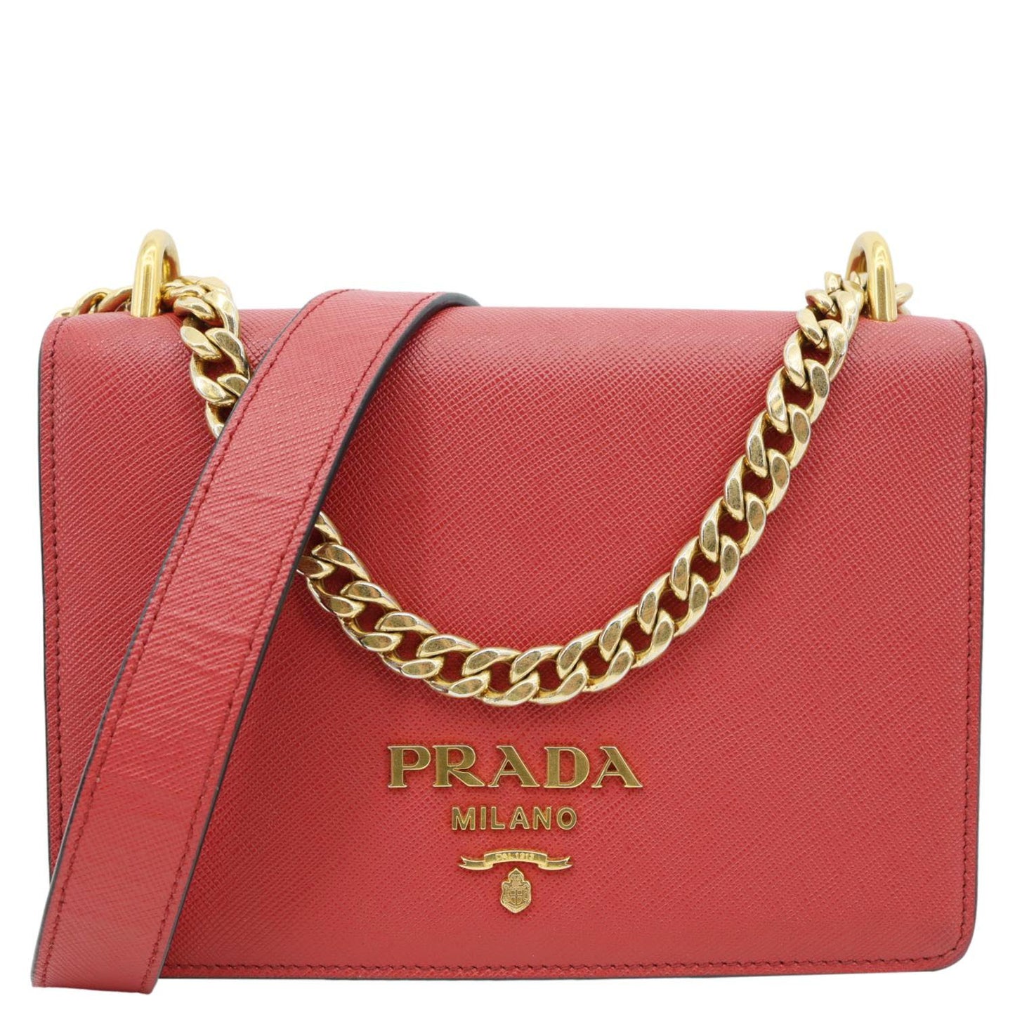 Flap Saffiano Crossbody Bag Leather Red