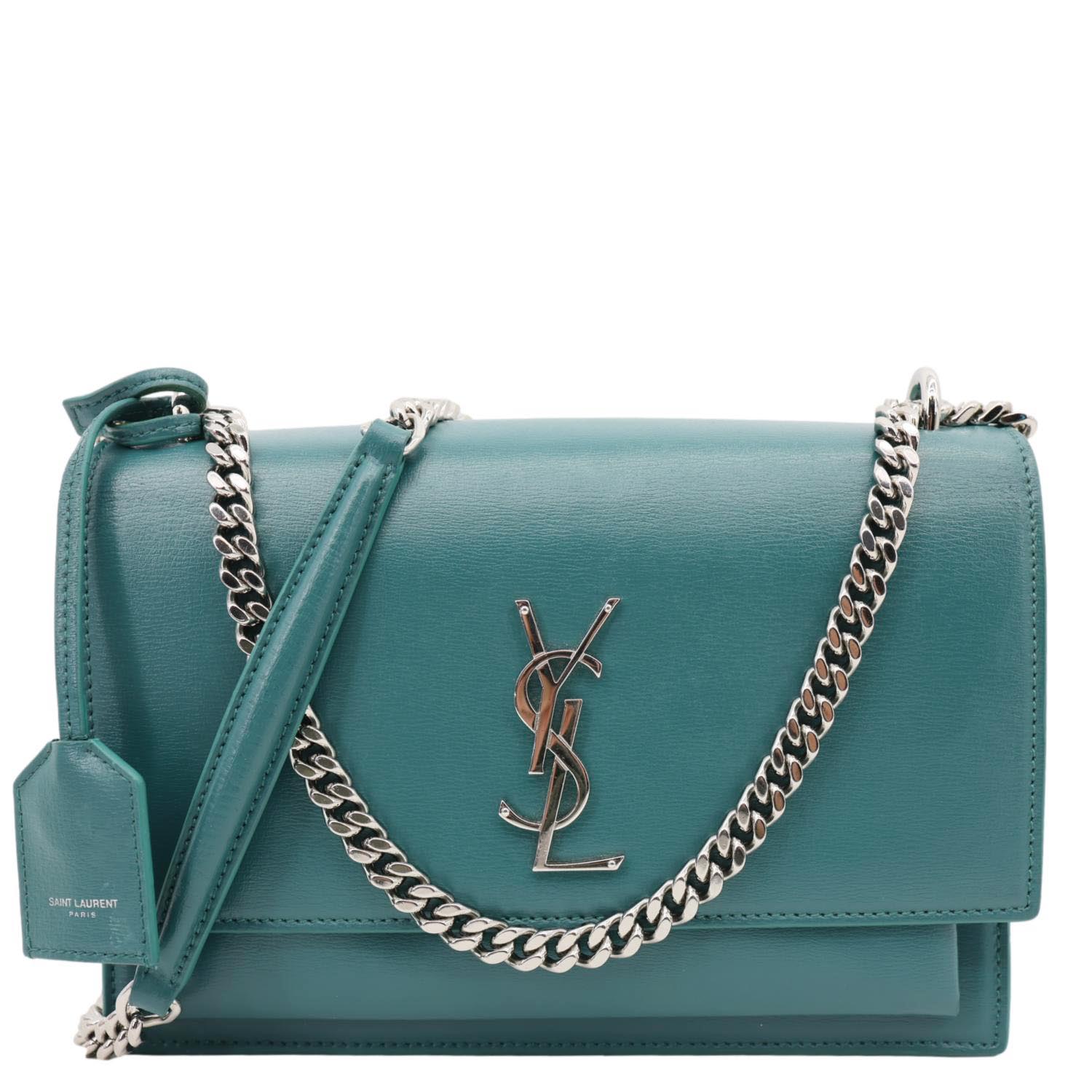 YSL Saint Laurent Yves Sunset Satchel Crossbody Bag Leather Monogram Green Satchel Bag