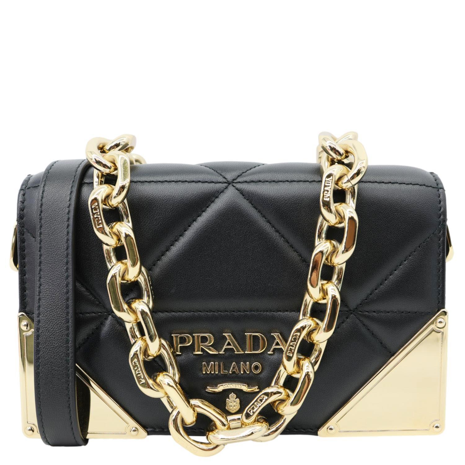 Prada Crossbody Bag Nappa Stitched Leather Quilted Black