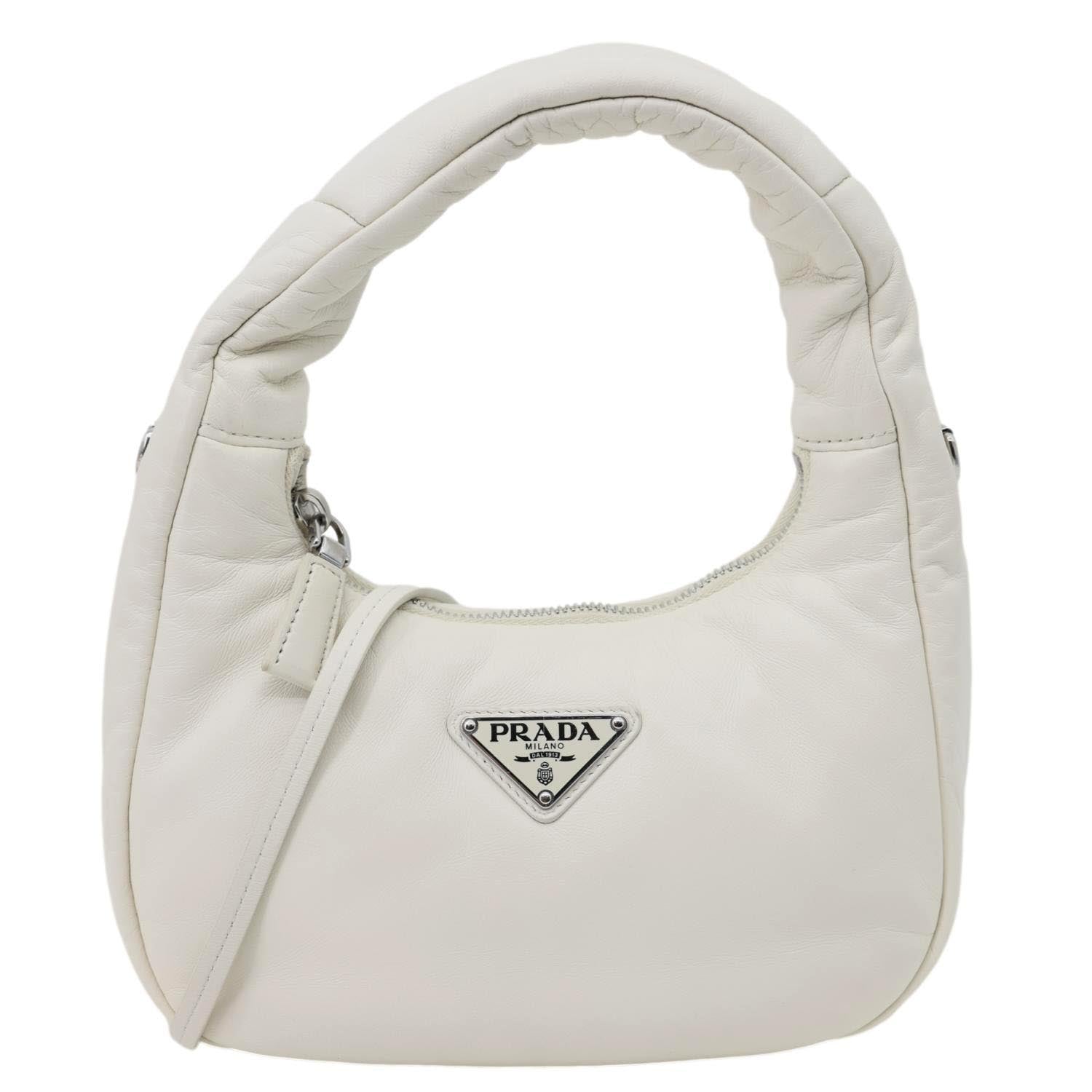 Prada Hobo Bag Padded Nappa Leather White