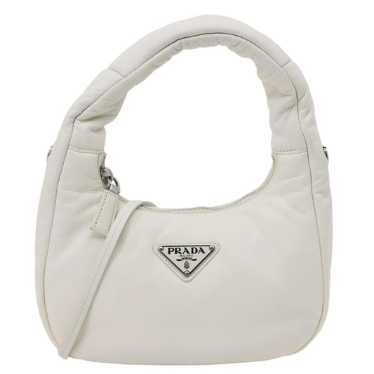 Prada Hobo Bag Padded Nappa Leather White