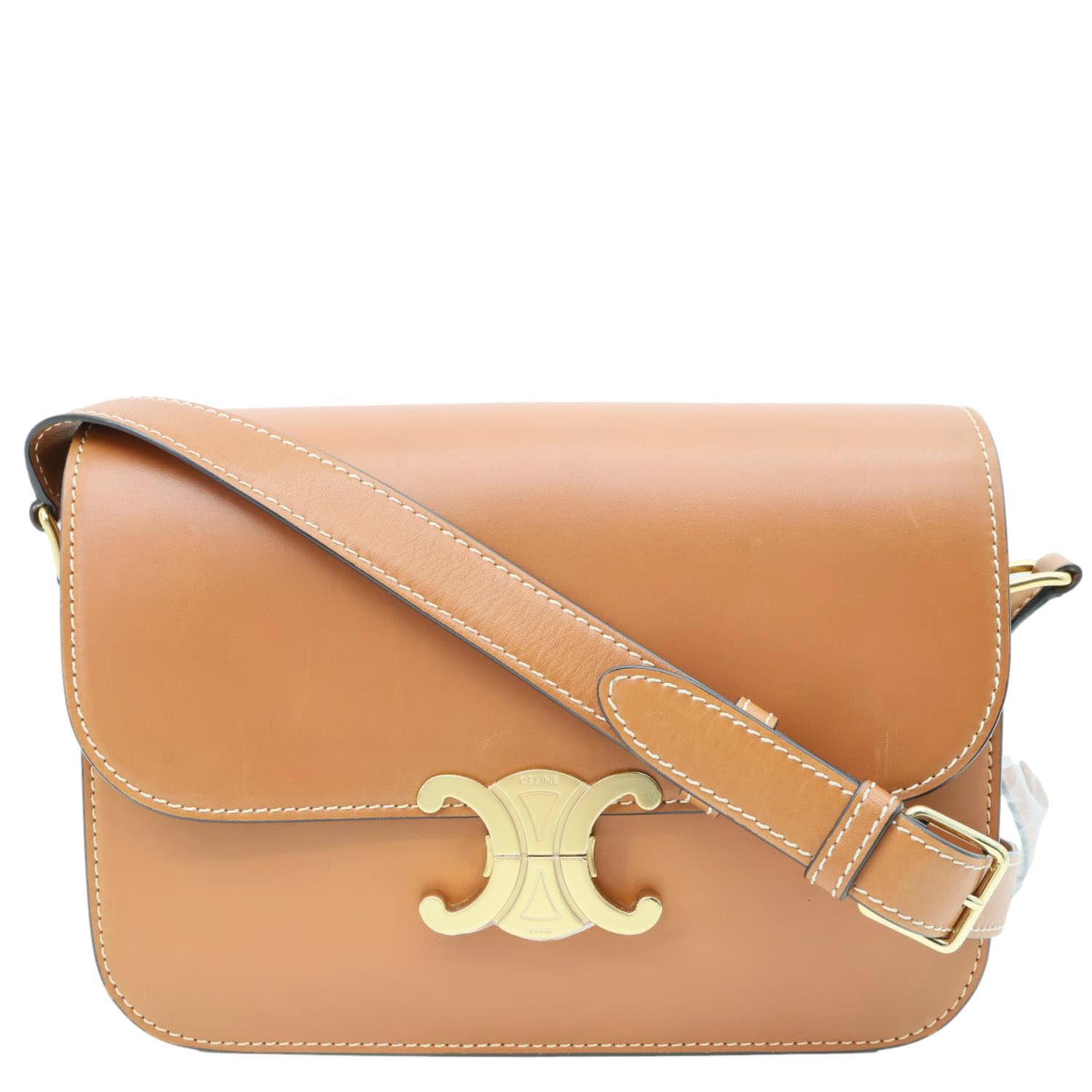 Triomphe Shoulder Bag Leather Brown