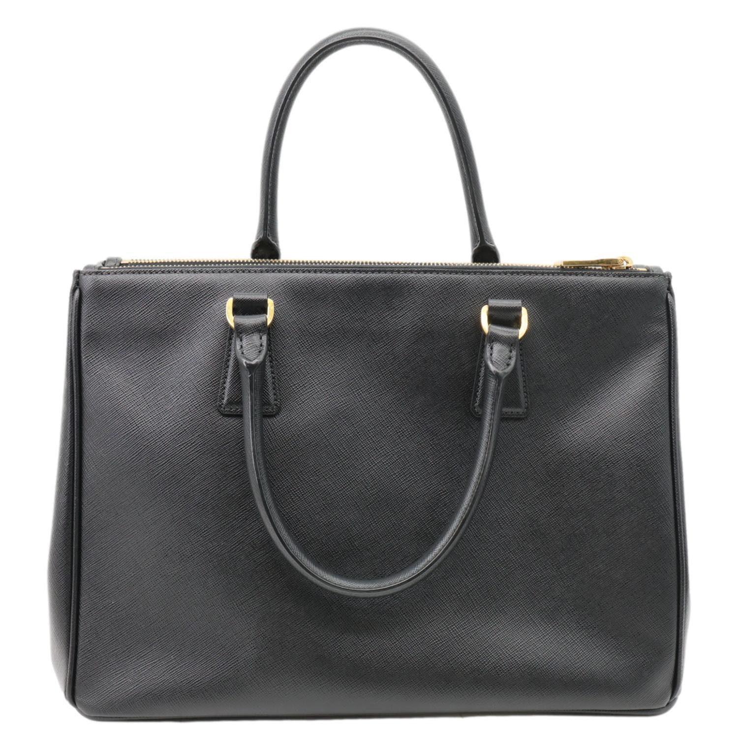 Galleria Double Zip Saffiano Top Handle Shoulder Leather Black Shoulder Bag
