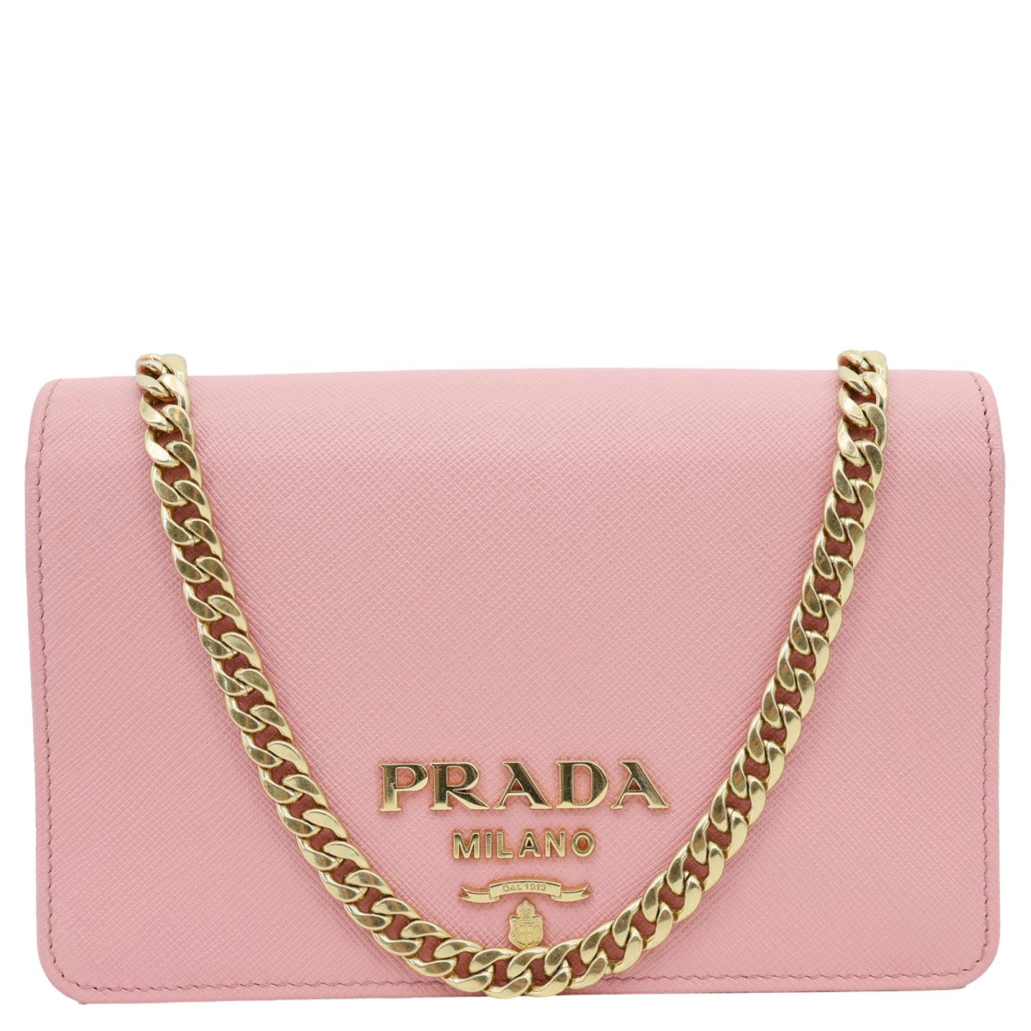 Prada Crossbody Bag Leather Saffiano Pink