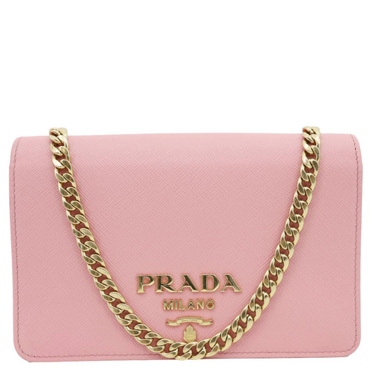 Prada Crossbody Bag Leather Saffiano Pink
