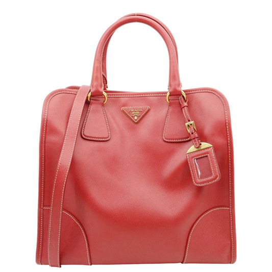 Prada Shoulder Bag Lux Leather Saffiano Red