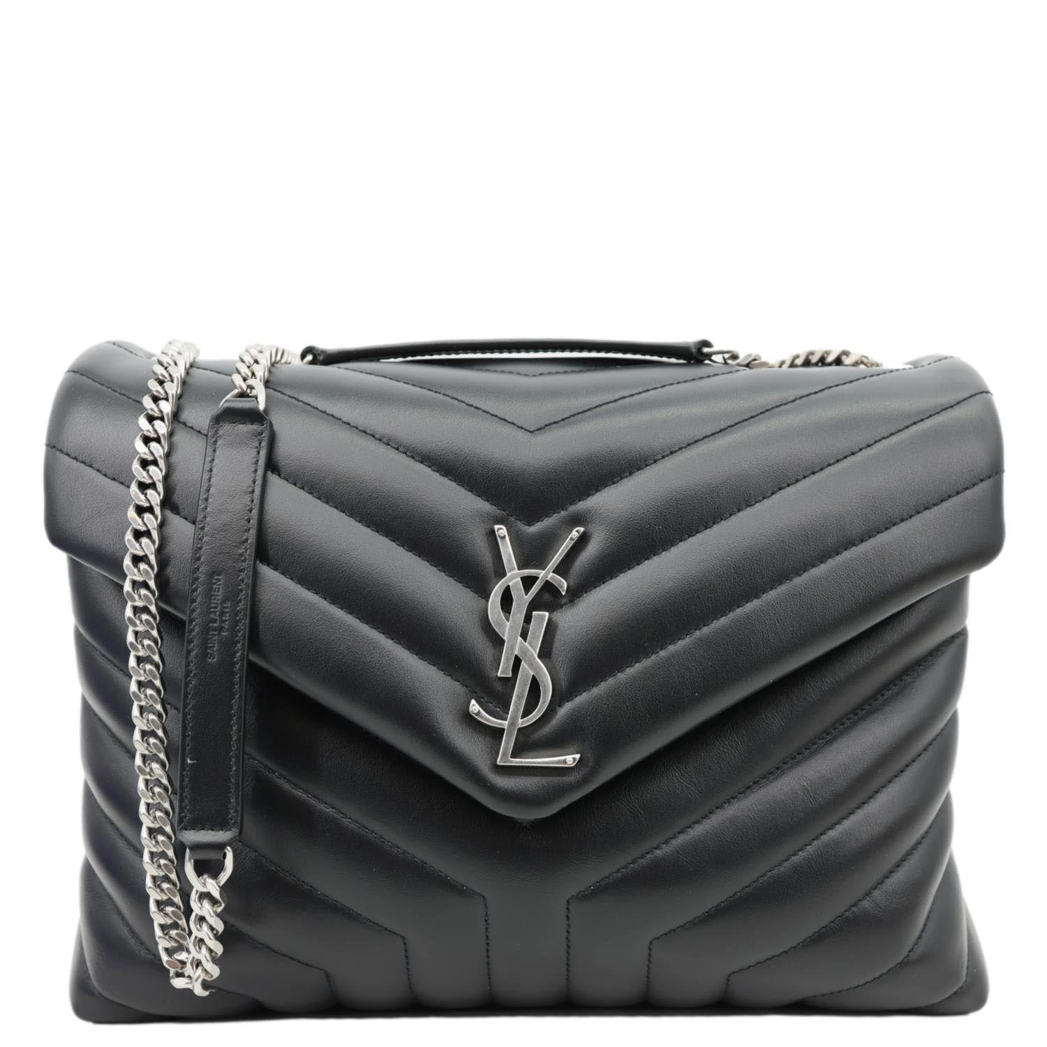 YSL Saint Laurent Yves Loulou Crossbody Bag Leather Quilted Black Laurent Loulou 4