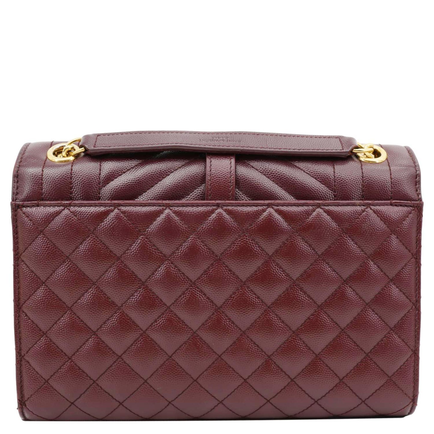 YSL Saint Laurent Yves Envelope Grain De Poudre Crossbody Bag Burgundy Medium Flap