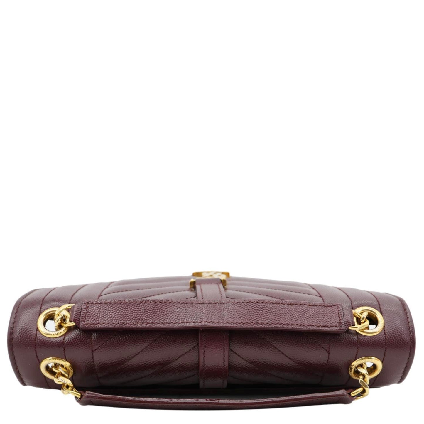 YSL Saint Laurent Yves Envelope Grain De Poudre Crossbody Bag Burgundy Medium Flap