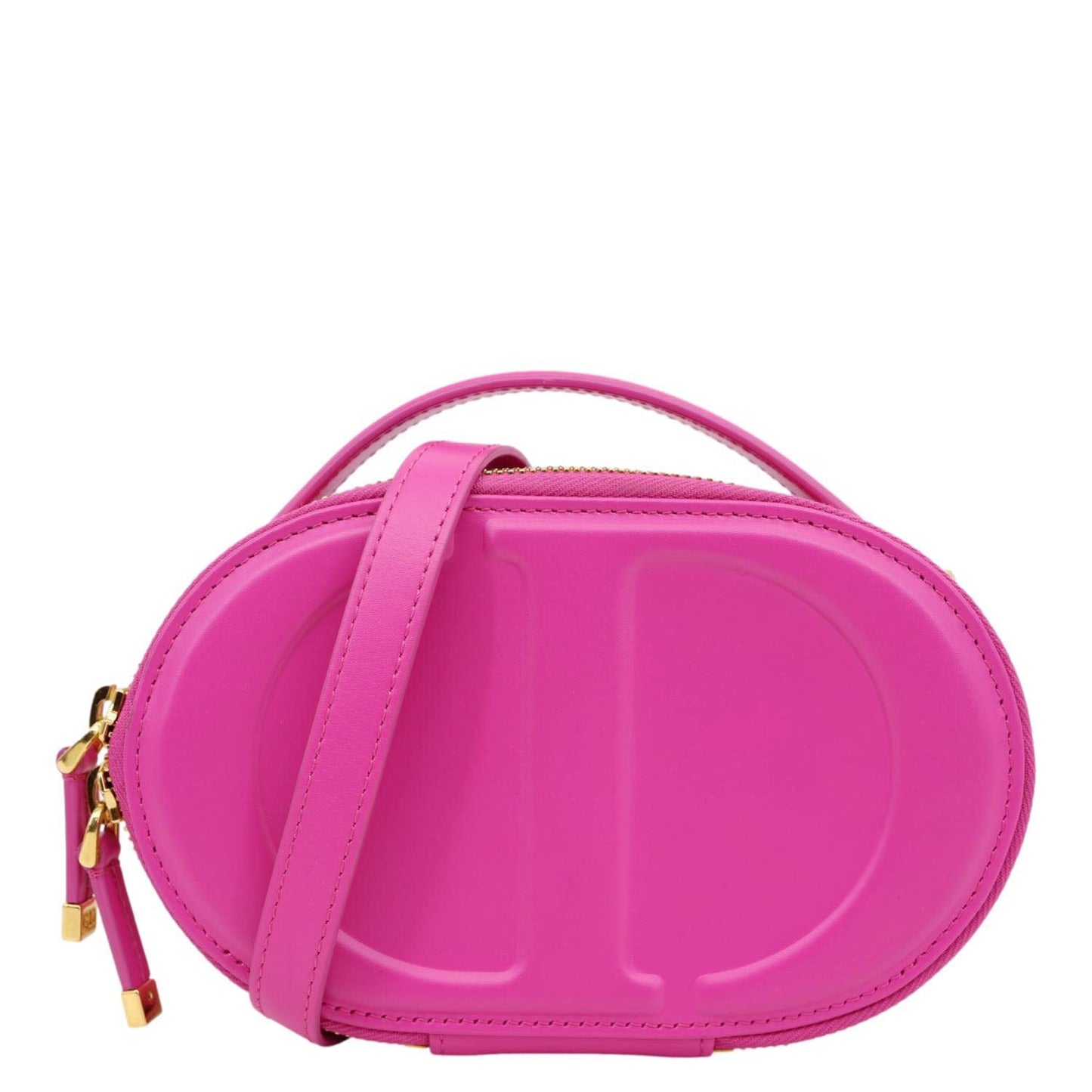 Dior Crossbody Bag CD Signature Oval Calfskin Camera Rani Leather Pink