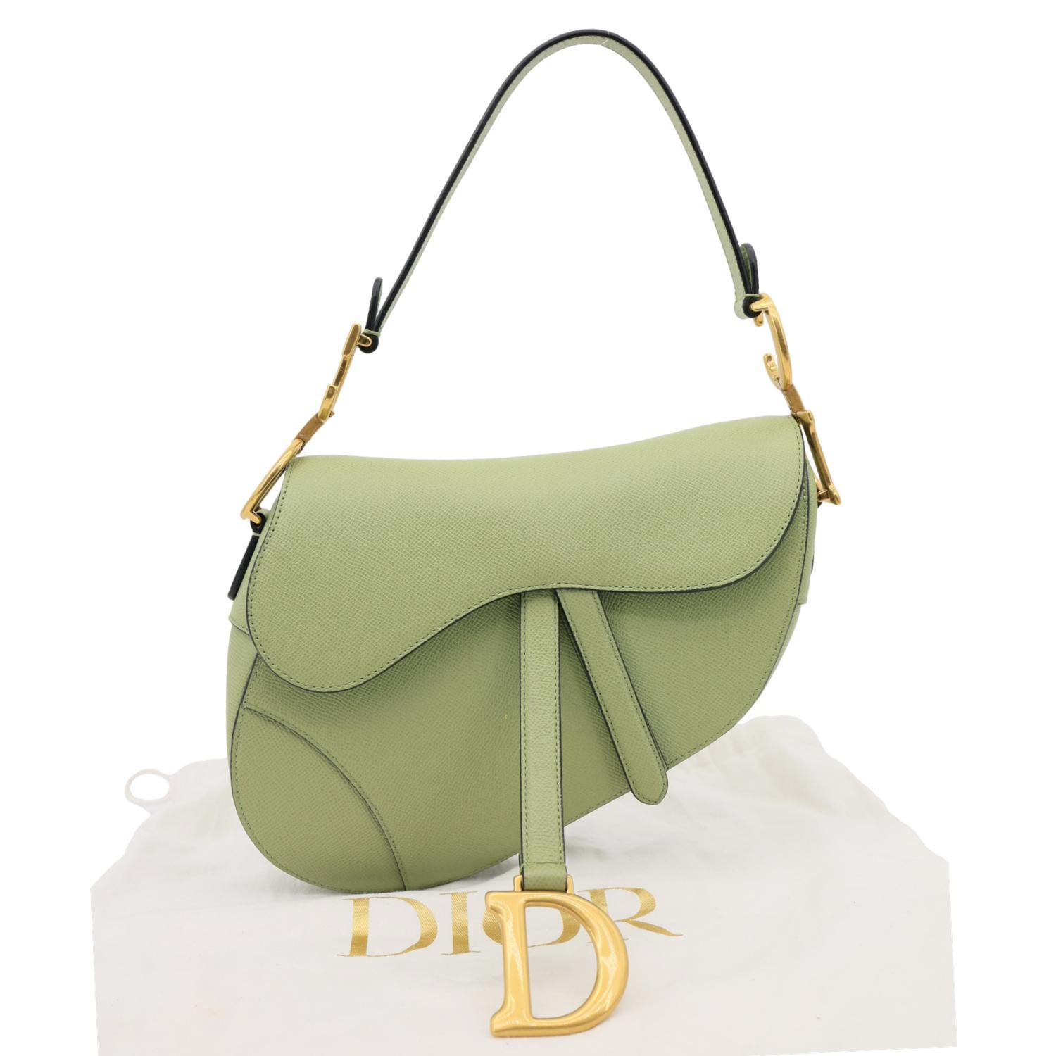 Dior Saddle Grained Calfskin Shoulder Bag Leather Green
