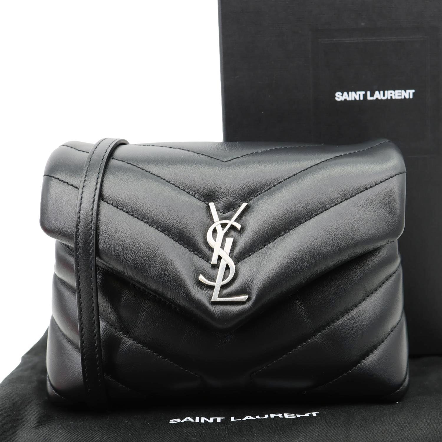 YSL Saint Laurent Yves Loulou Calfskin Crossbody Bag Leather Black Toy