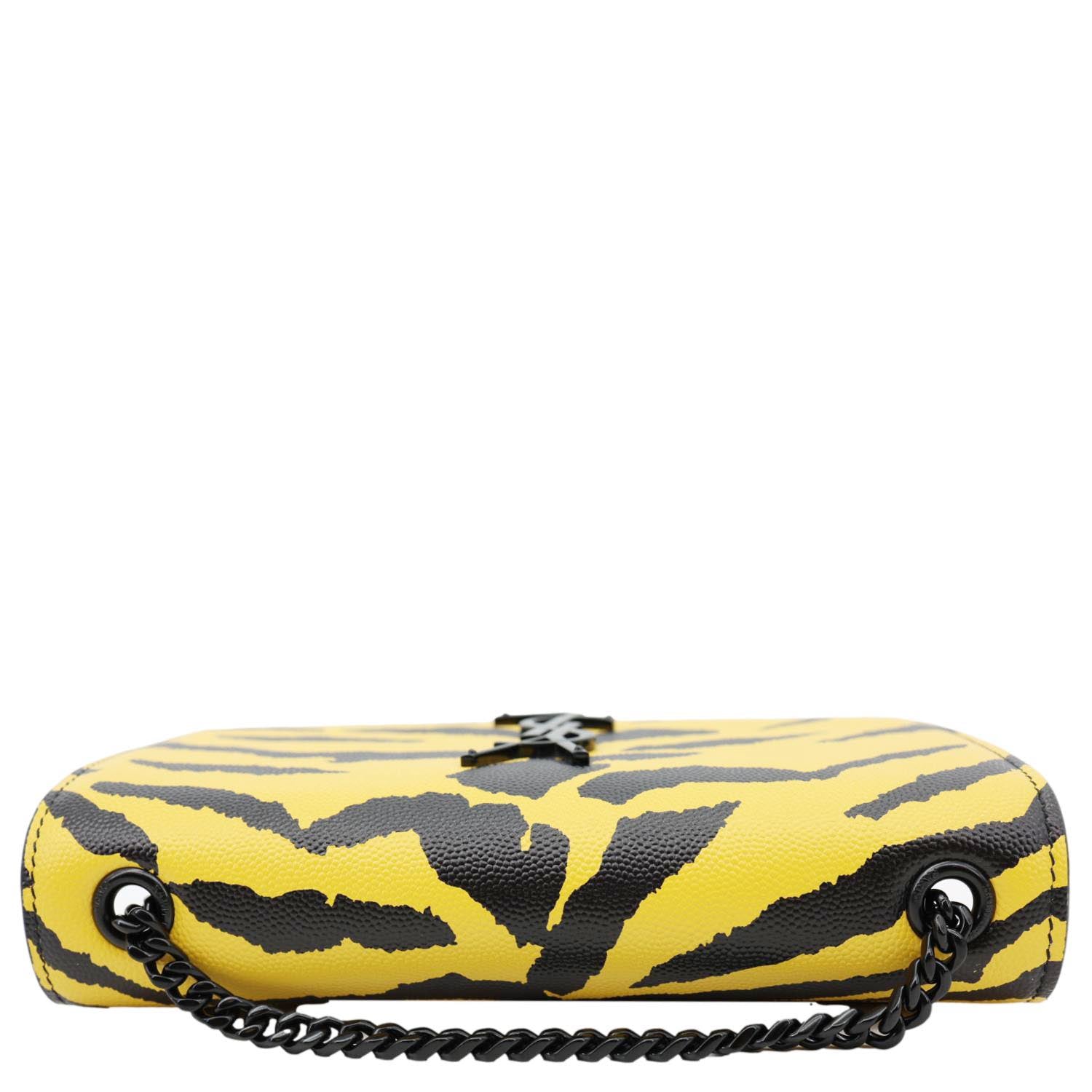 YSL Saint Laurent Yves Classic Kate Zebra Print Crossbody Bag Leather Yellow