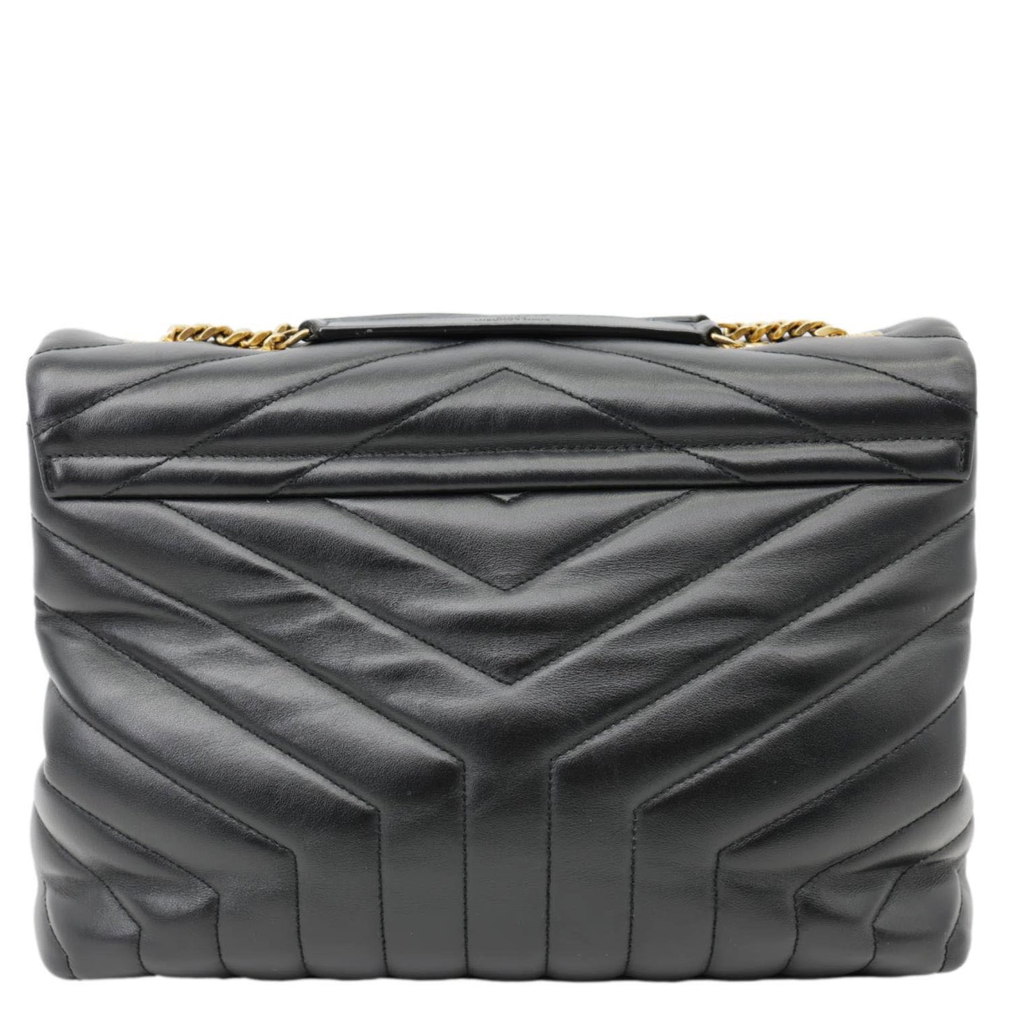 YSL Saint Laurent Yves Loulou Calfskin Shoulder Bag Leather Quilted Black