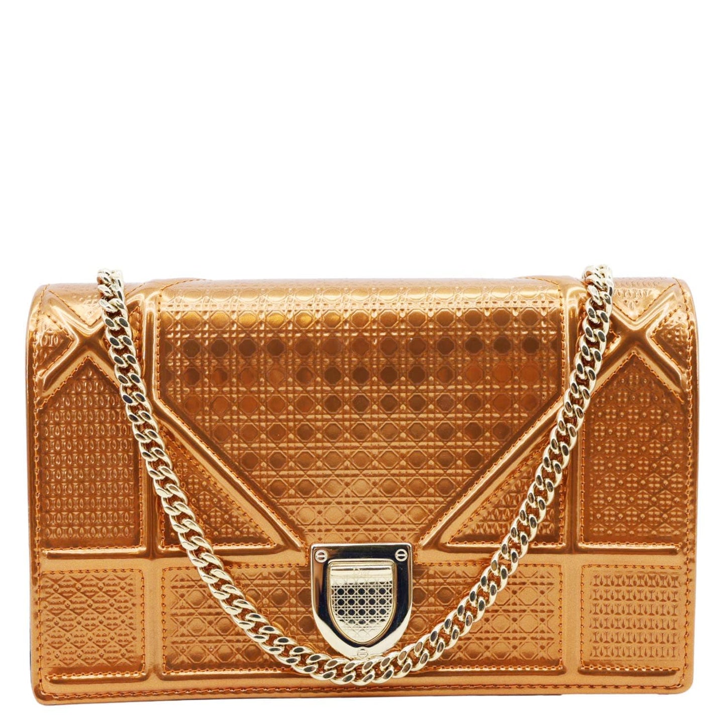 Dior Handbag ama -Cannage Wallet on Leather Patent Orange