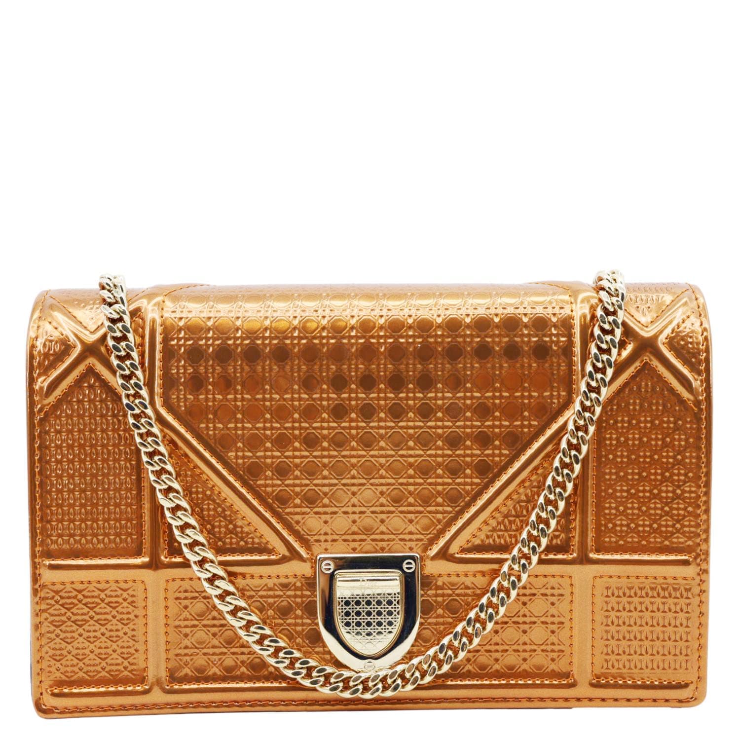 Dior Handbag ama -Cannage Wallet on Leather Patent Orange