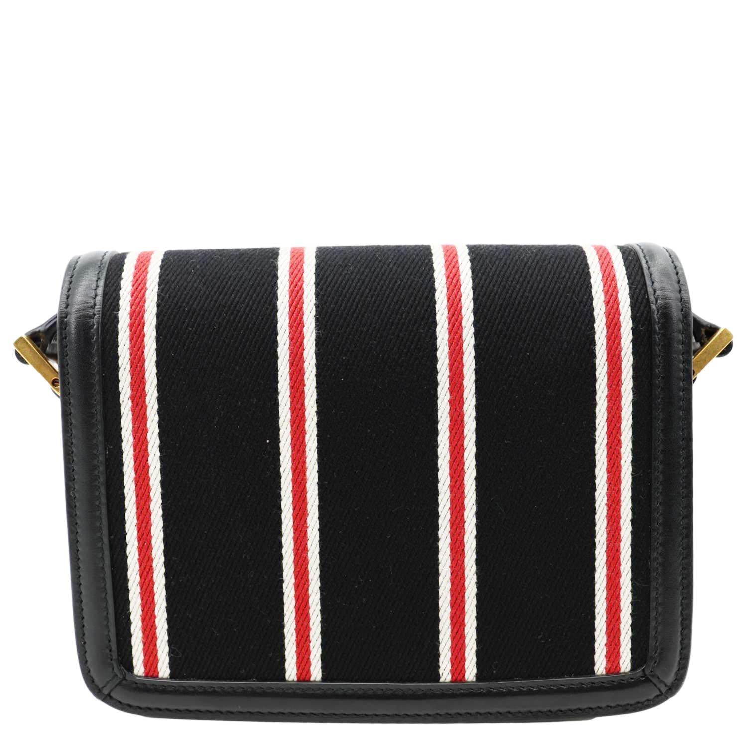 YSL Saint Laurent Yves Solferino Striped Shoulder Bag Canvas Black