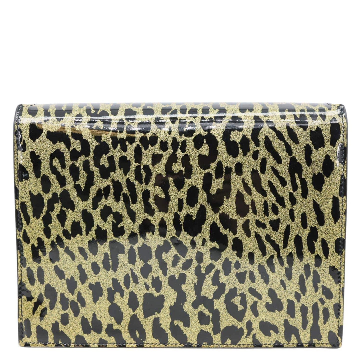 YSL Saint Laurent Yves Cassandre Envelope Leopard Print Wallet Bag Leather Gold Chain Travel Bag