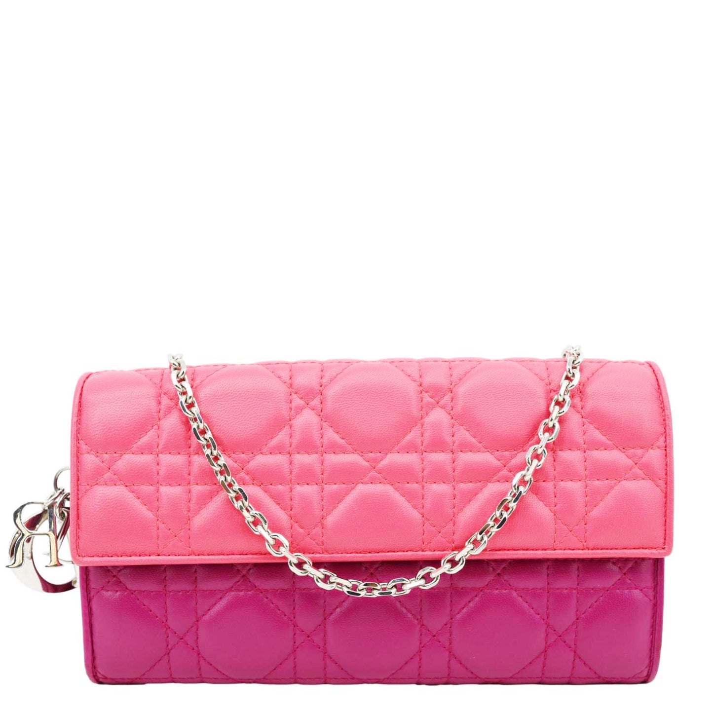 Dior Handbag Lady Cannage Wallet Leather Quilted Pink