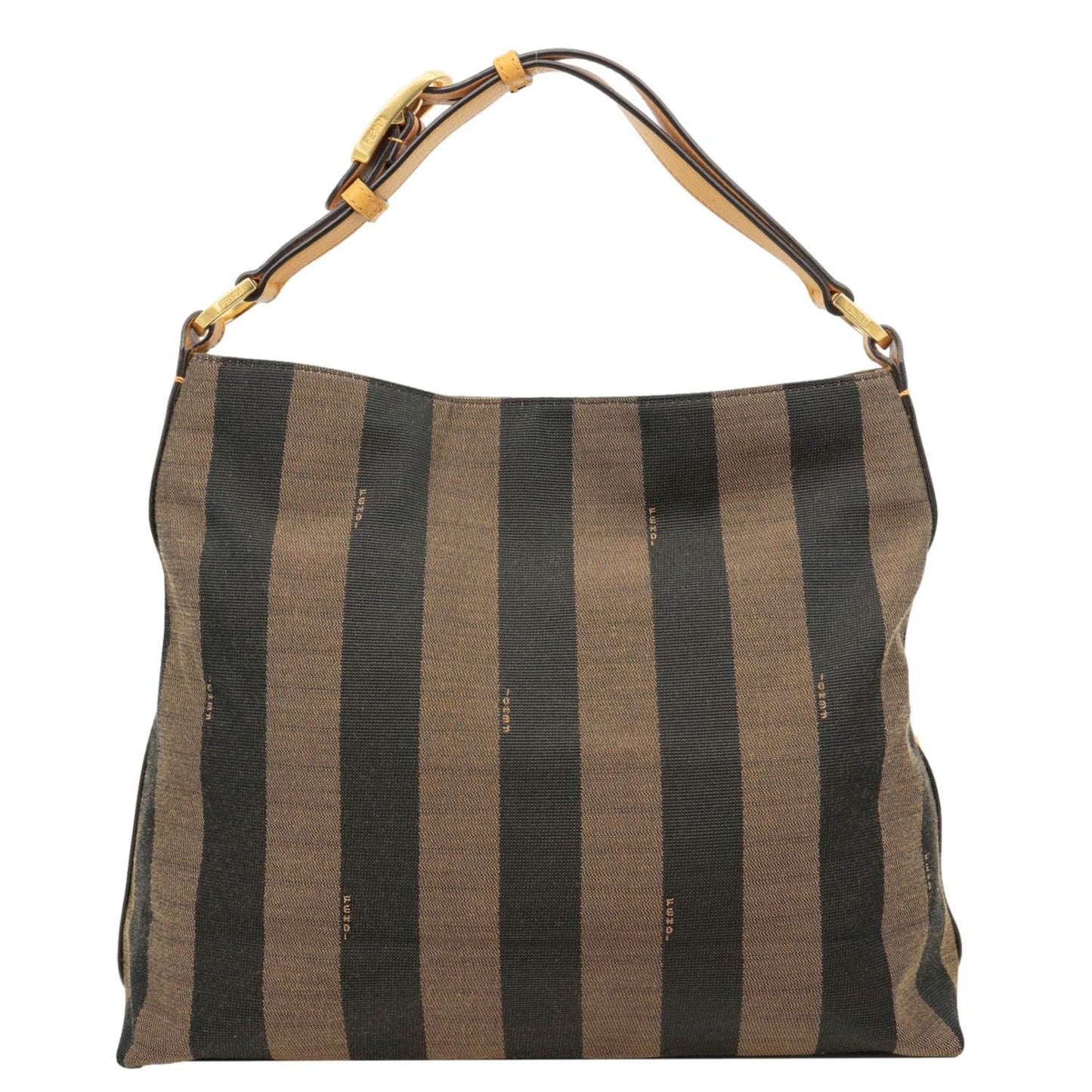 Fendi Pequin Stripe Hobo Bag Tobacco Canvas