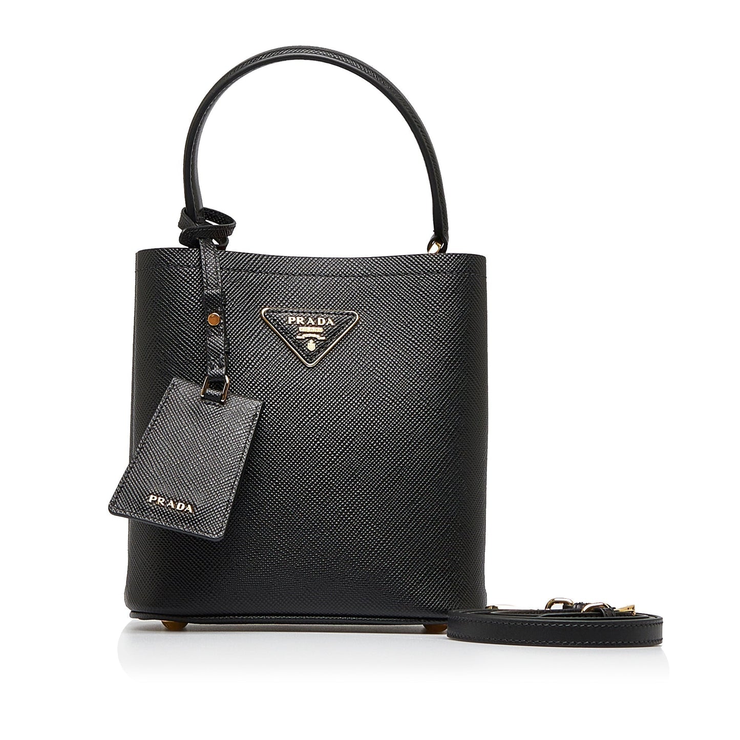 Prada Cuir Panier Bag Saffiano Black Travel Bag