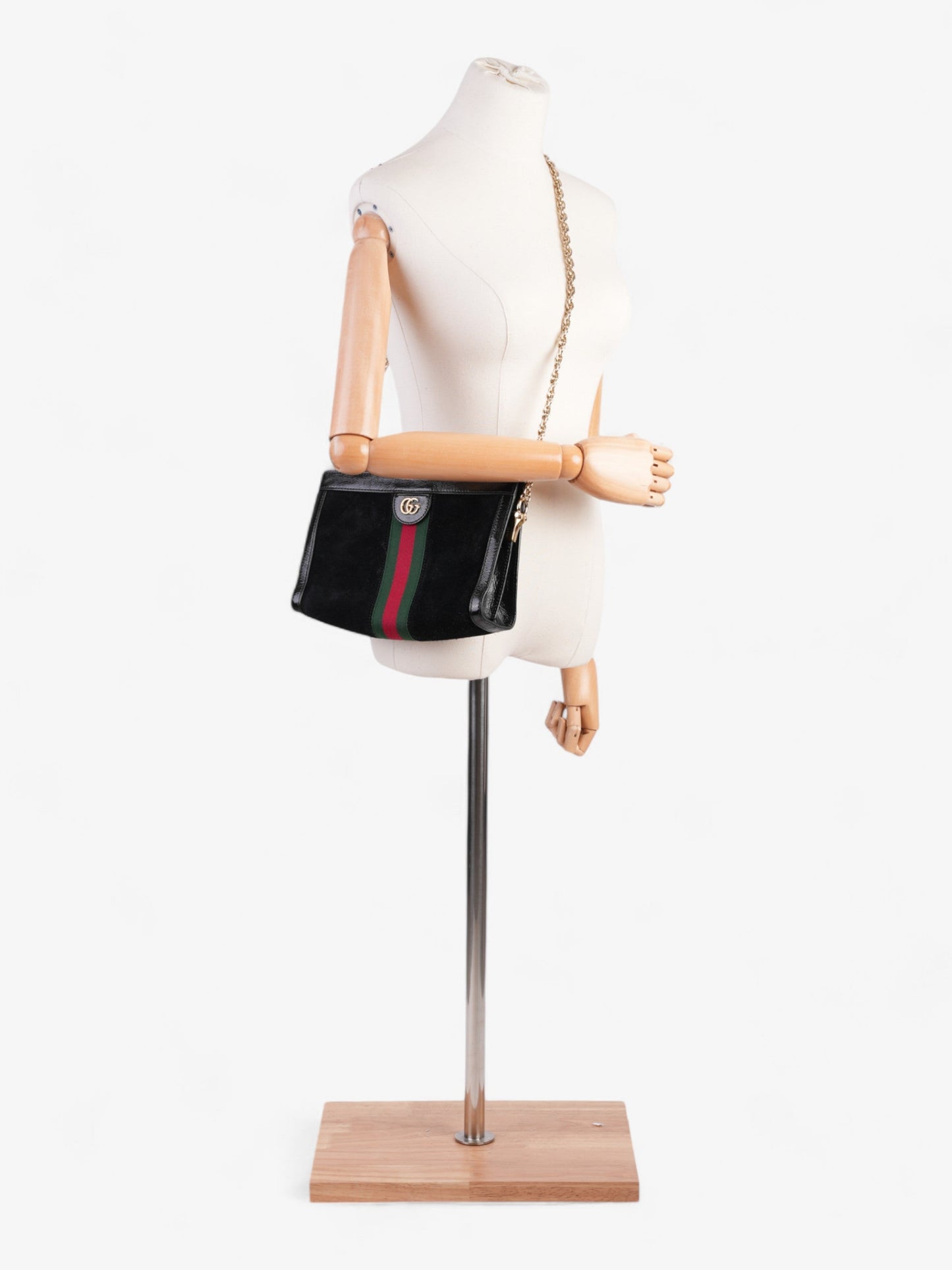 Gucci Ophidia Green Crossbody Bag Suede Black