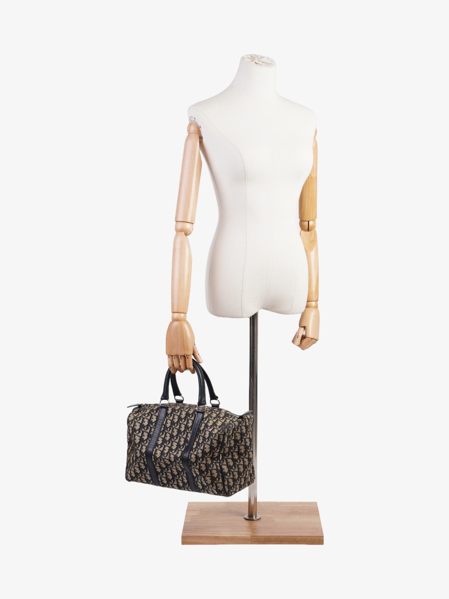Dior Christian Boston Bag Canvas Blue Navy Travel Bag