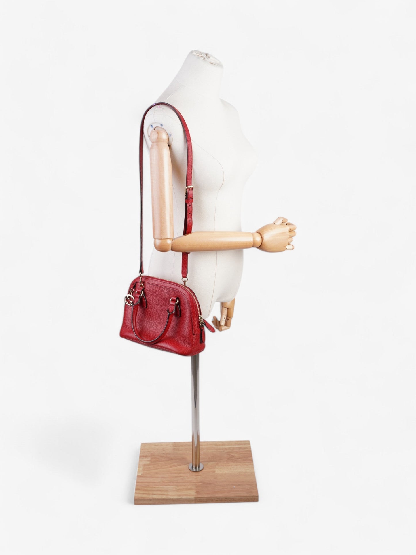 Gucci 2Way Handbag Leather Red Crossbody Bag