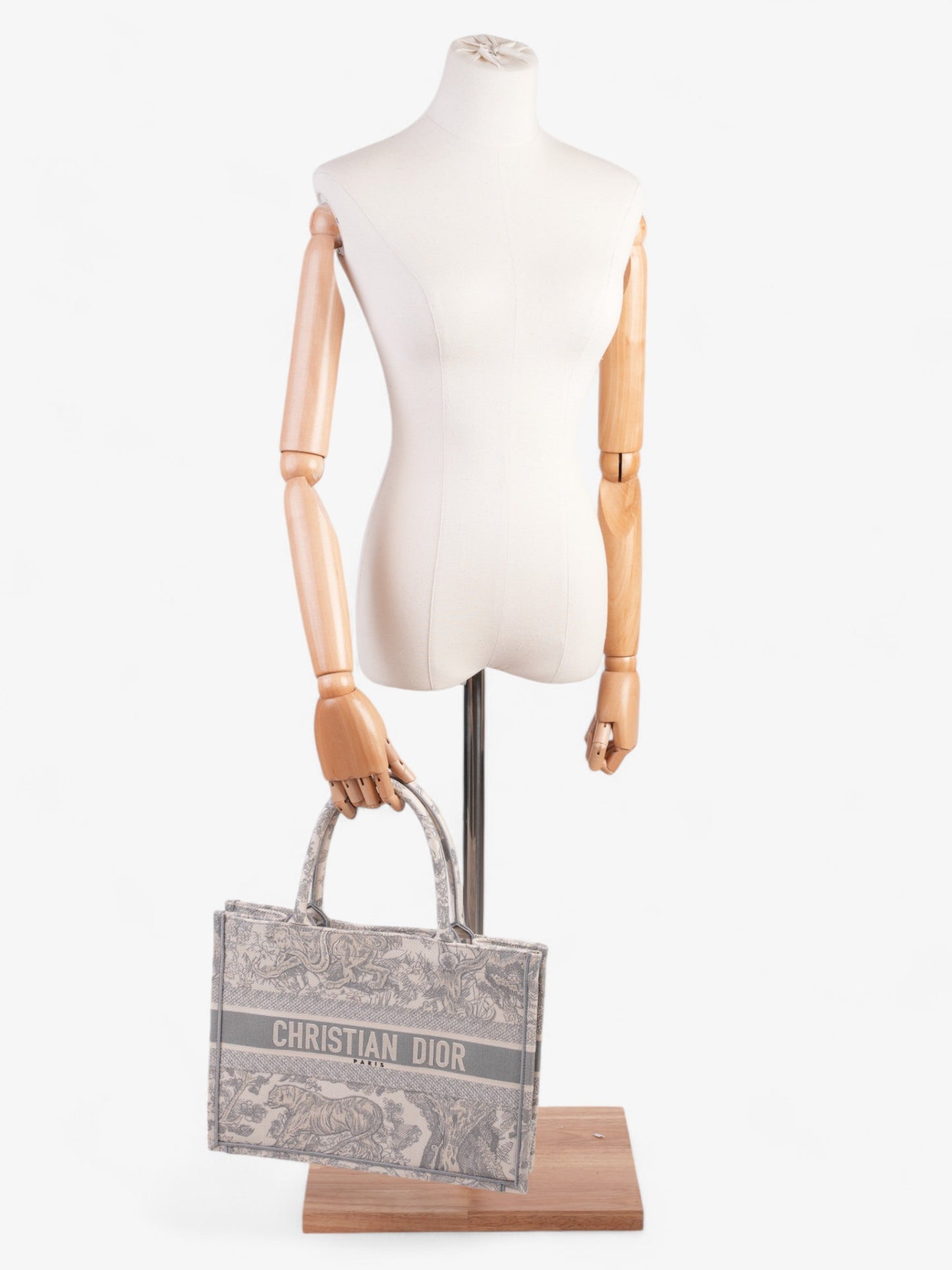 Dior Christian Book Tote Grey Oblique Cotton White Gray Medium Shoulder Bag