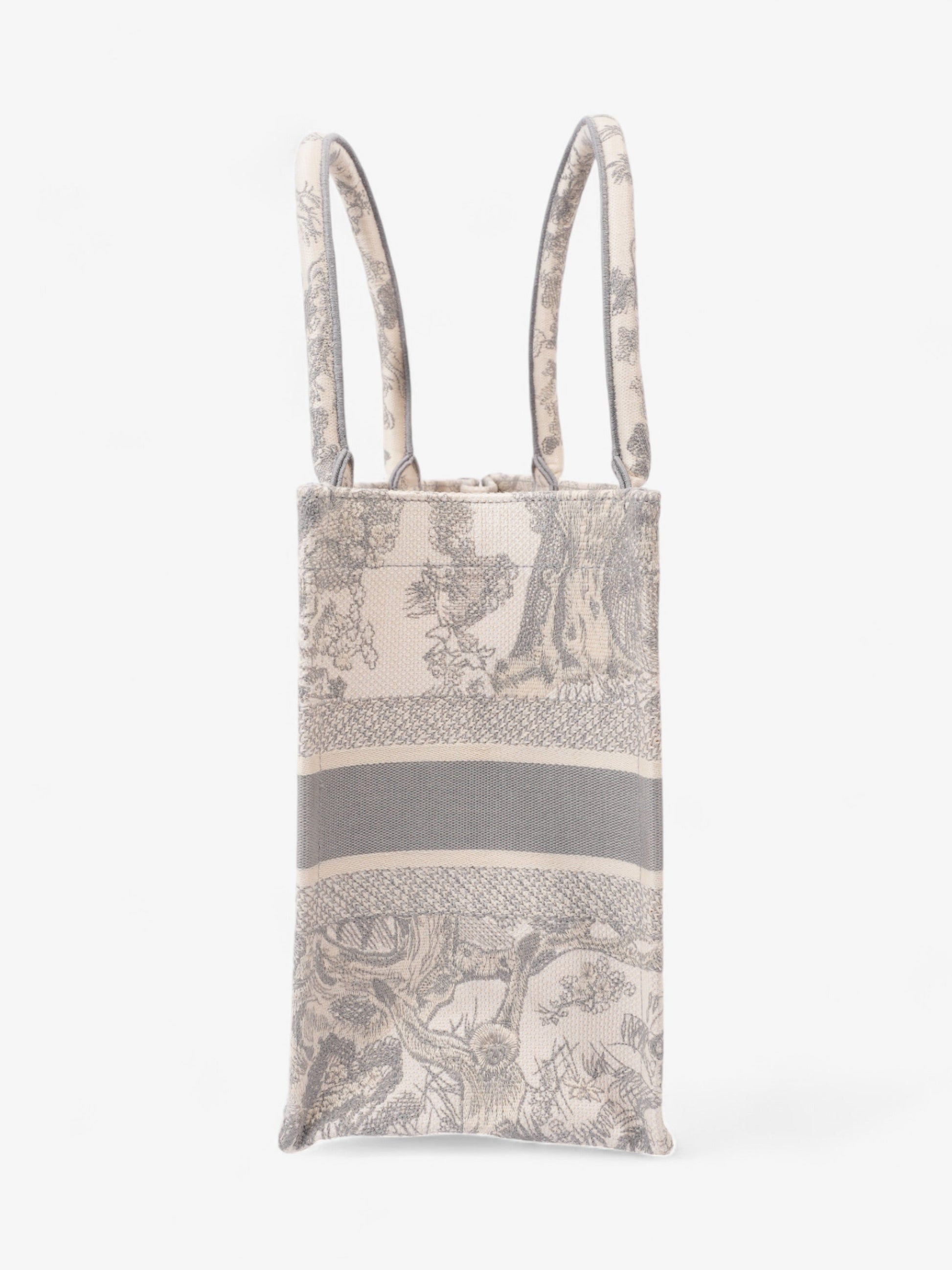 Dior Christian Book Tote Grey Oblique Cotton White Gray Medium Shoulder Bag