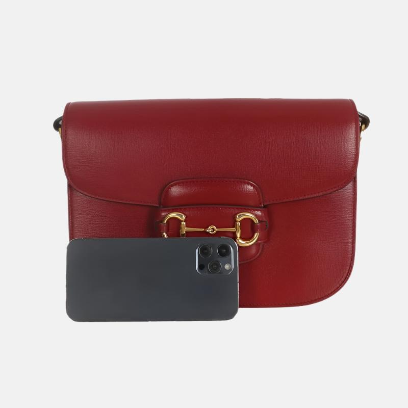 Gucci Horsebit Leather Red Small Shoulder Bag