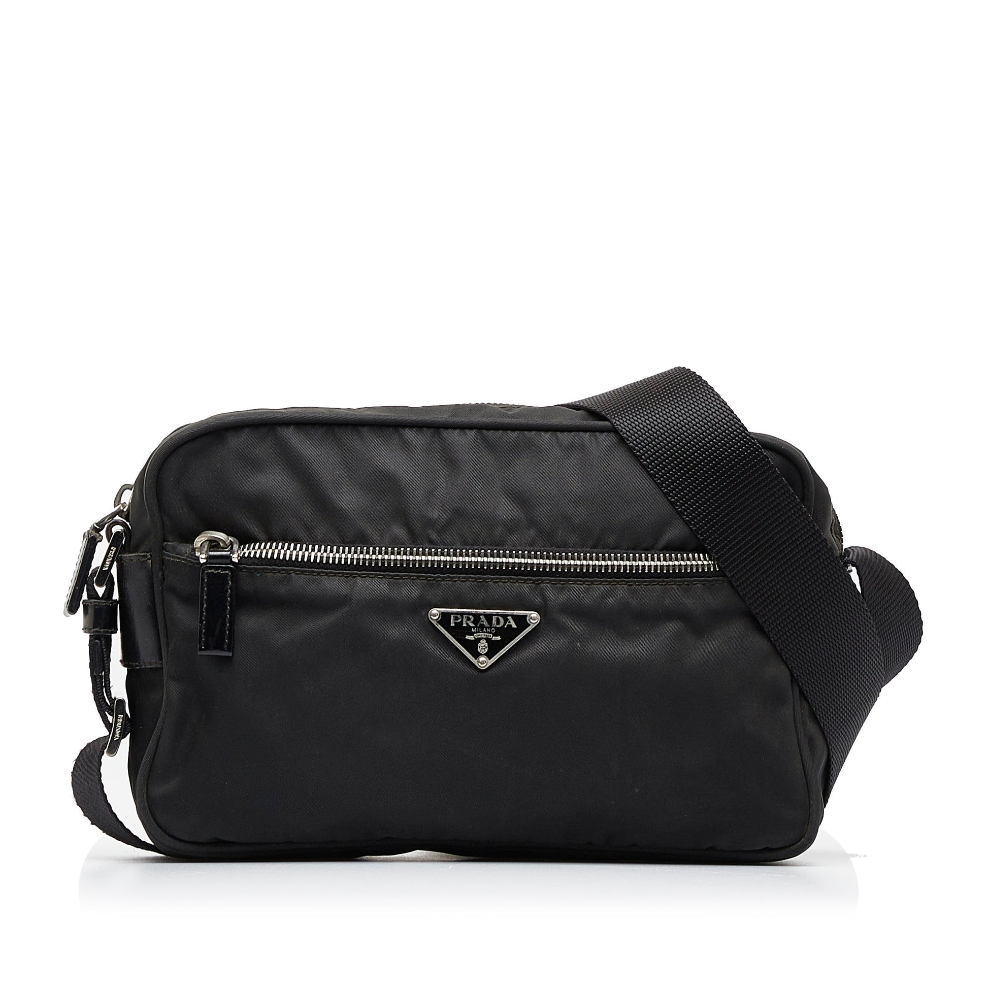 Prada Tessuto Luxury Handbag Canvas Nylon Black Crossbody Bag