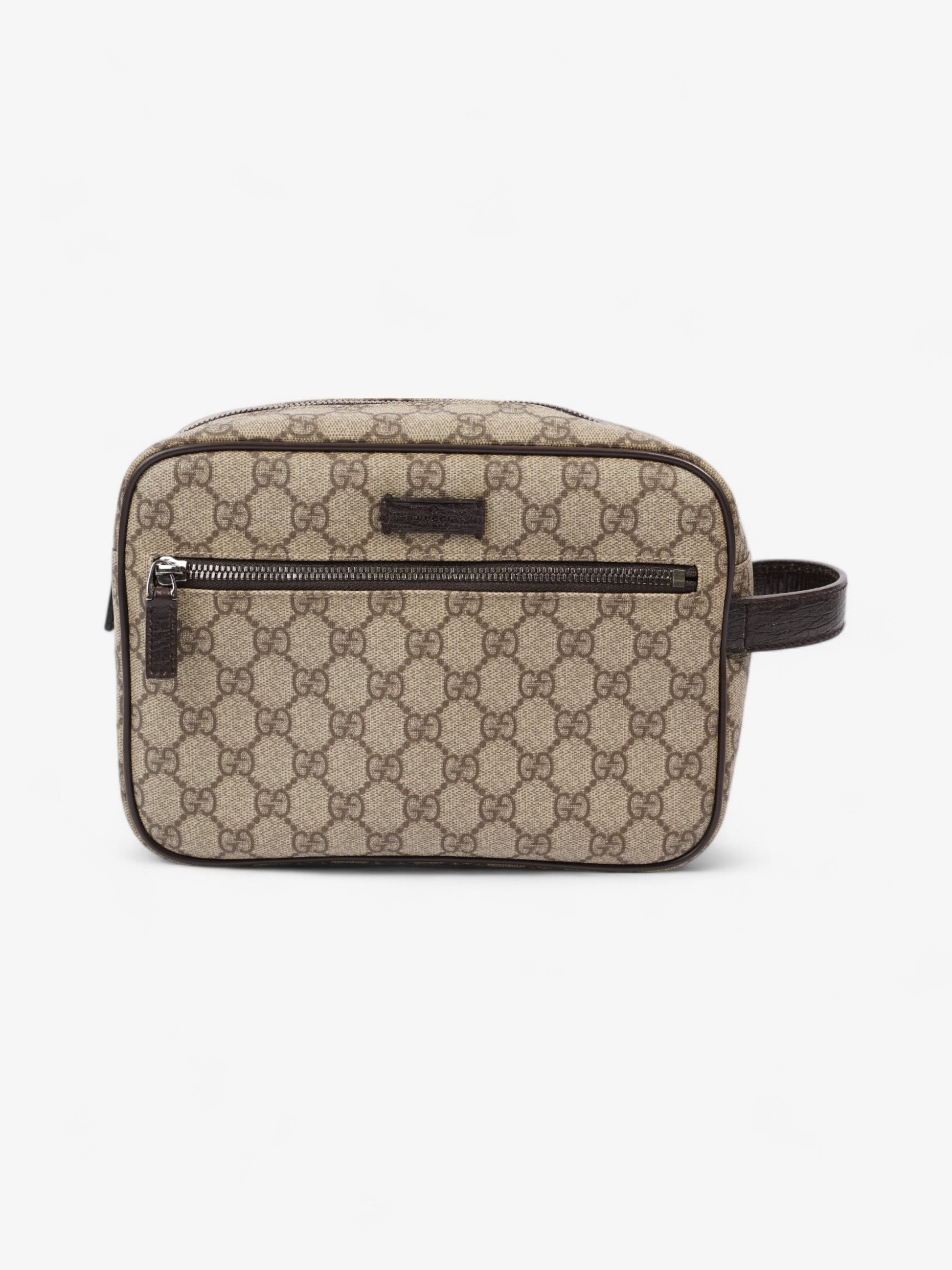 Gucci Toiletry Coated Handbag Canvas Brown Travel Bag