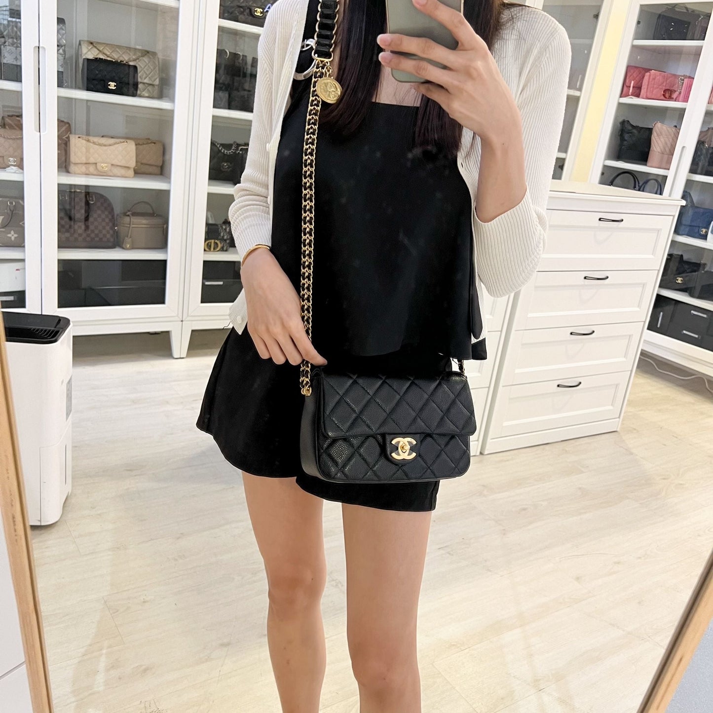 Chanel Medallion Small Flap in Black Caviar and AGHW (Model: ) Accessory