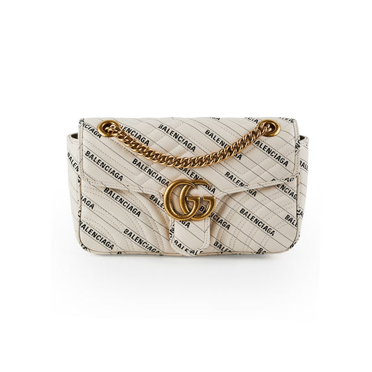 Gucci Balenciaga Collab Marmont Crossbody Bag White Small