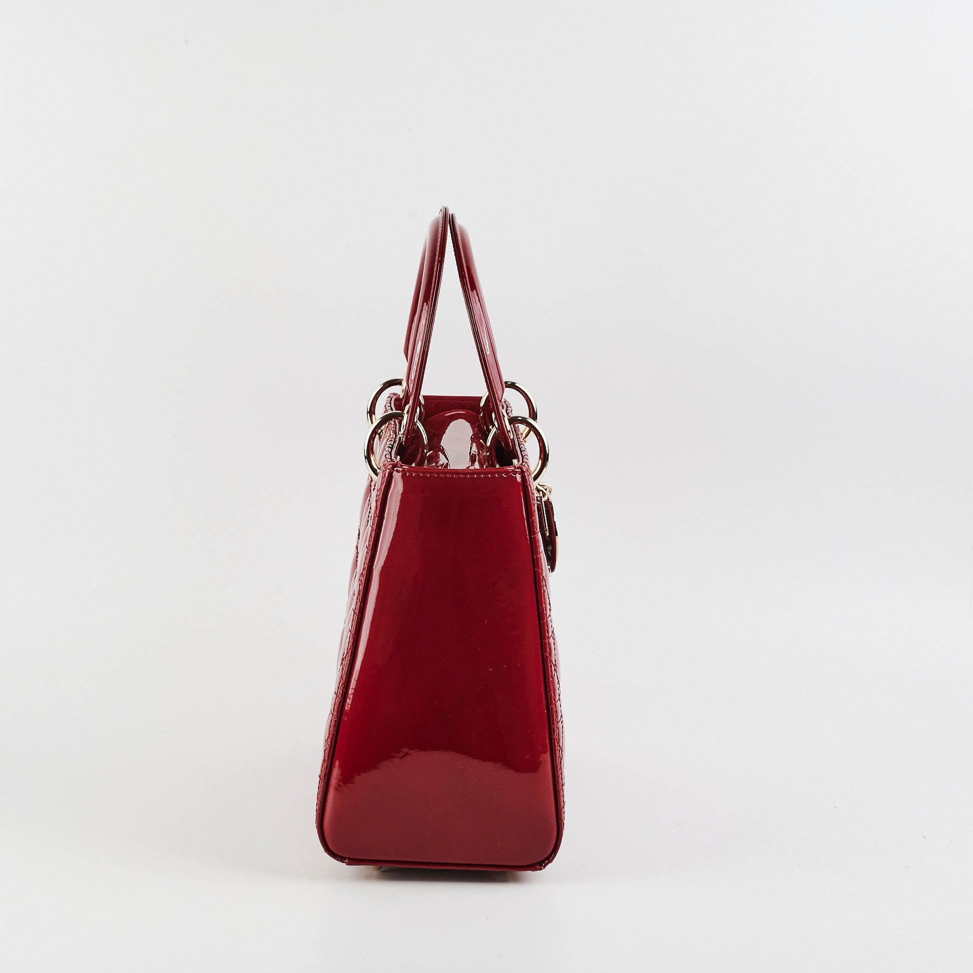 Dior Christian Lady Crossbody Bag Patent Red Medium