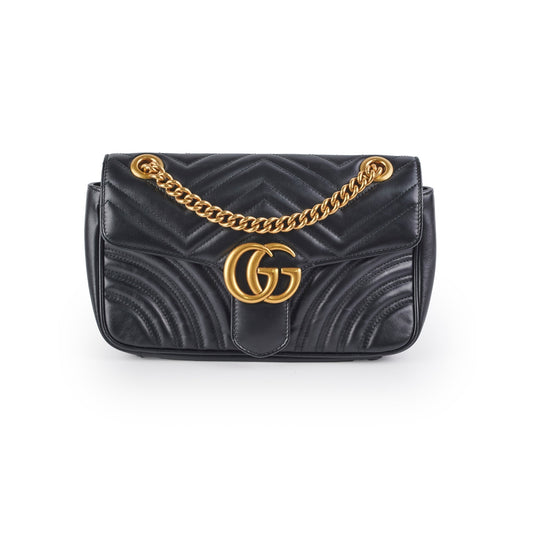 Gucci Marmont Shoulder Bag Black Small Crossbody Bag Bag Black