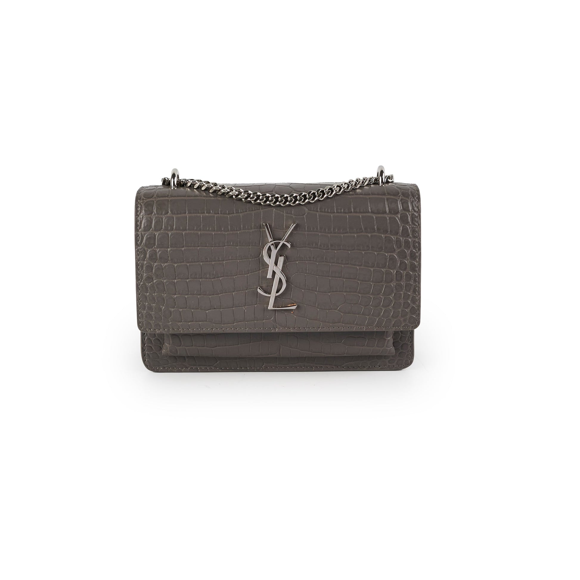 YSL Saint Laurent Sunset Grey Crossbody Bag Gray Small
