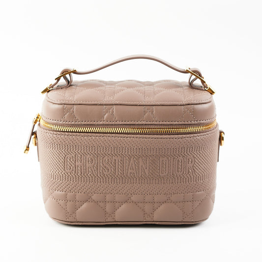 Dior Vanity Case Taupe Handbag Brown Small Travel Bag