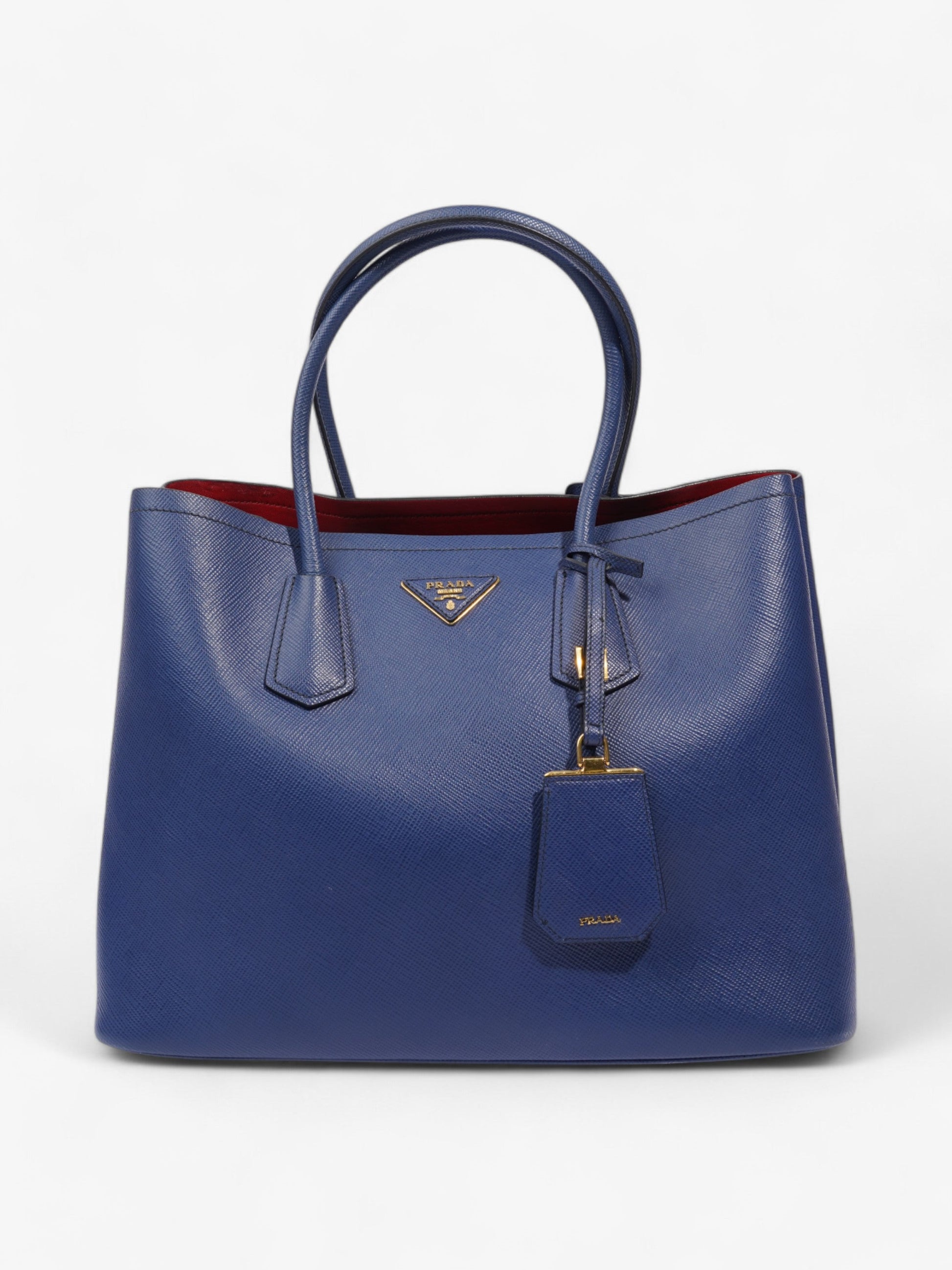 Prada Galleria Tote Leather Saffiano Blue Tote Bag