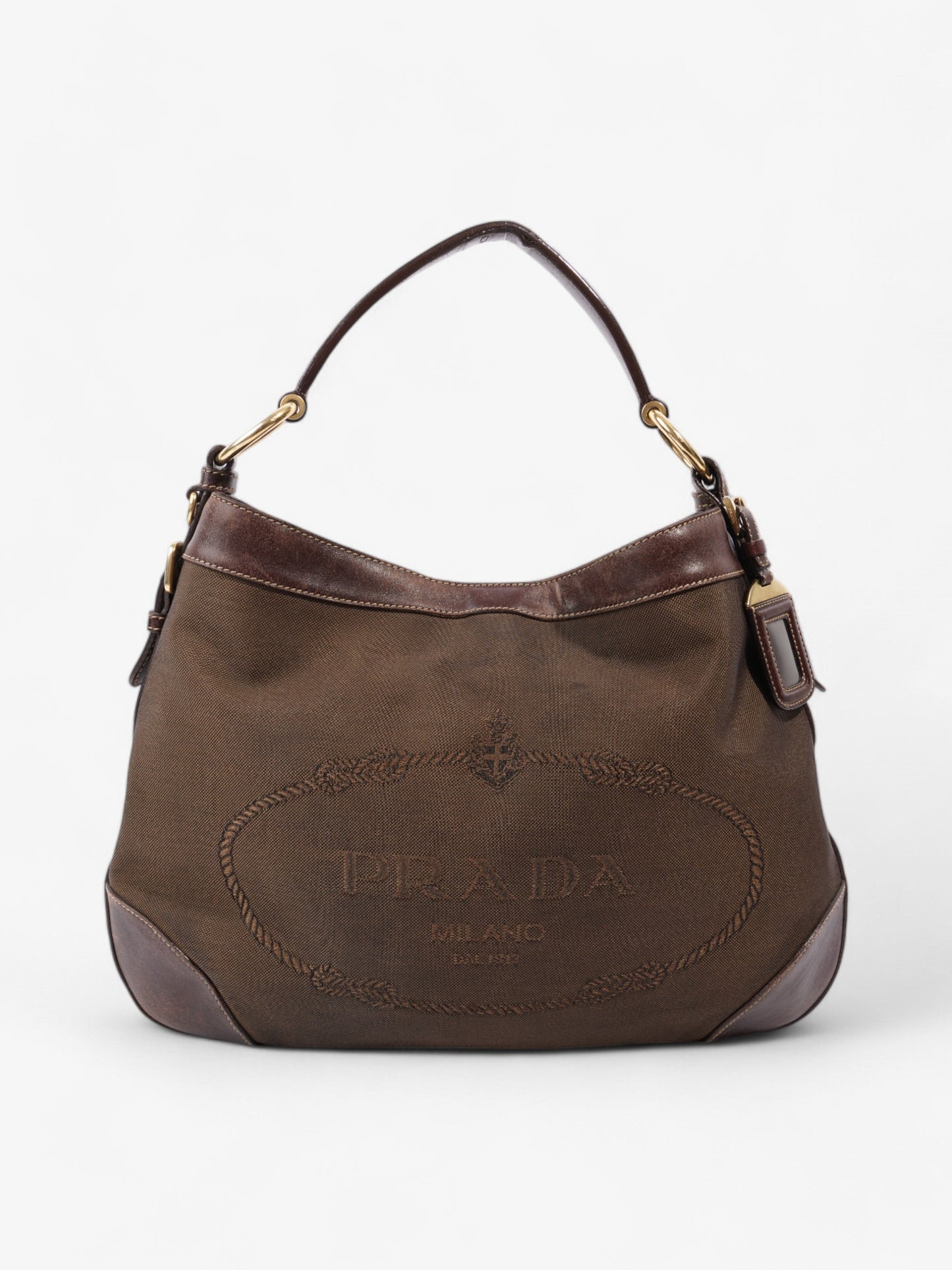 Prada Canapa Tote Canvas Brown Shoulder Bag