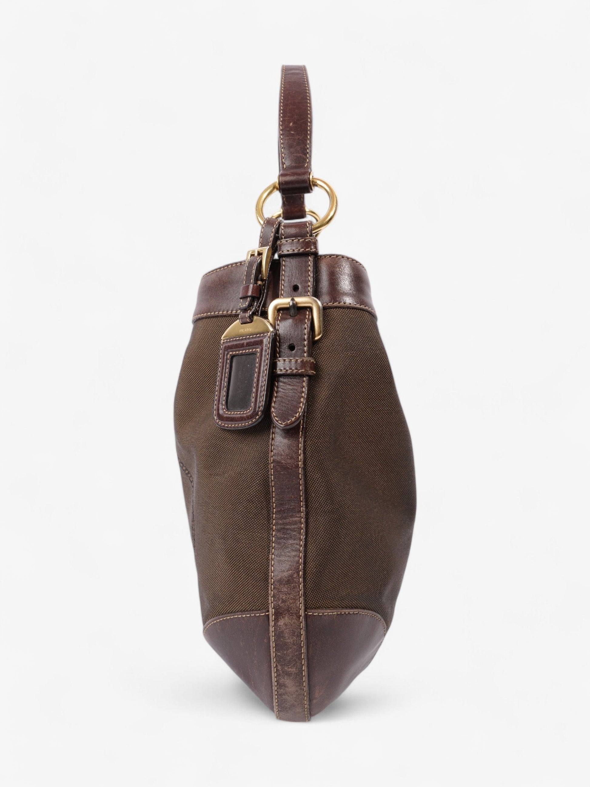 Prada Canapa Tote Canvas Brown Shoulder Bag